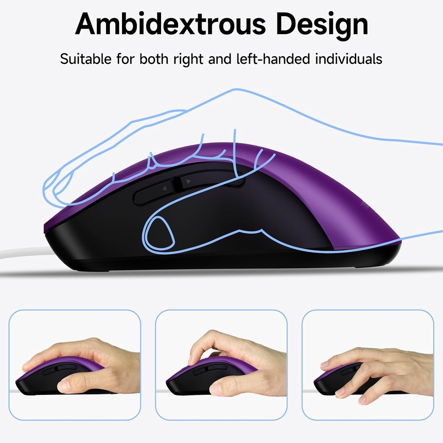memzuoix 1400 5FT 5 Wired Mouse, USB Computer Mouse DPI Mobile Optical Mouse Ergonomic Design Computer Mice with Cord