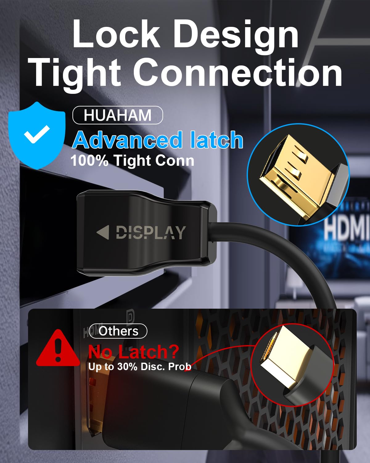YSerendept 8K CL3 Rated(16.5ft),48Gbps 2.1 Cable[8K@60Hz,4K@120Hz] Fiber Optic HDMI Cable Long HDMI with Lock