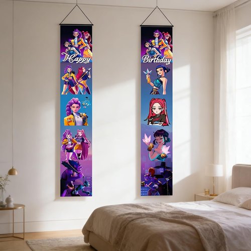 Demon Movie Hunters - 2-Pack Porch Sign Door Hanging Banners | Perfect for Birthday Party Decorations