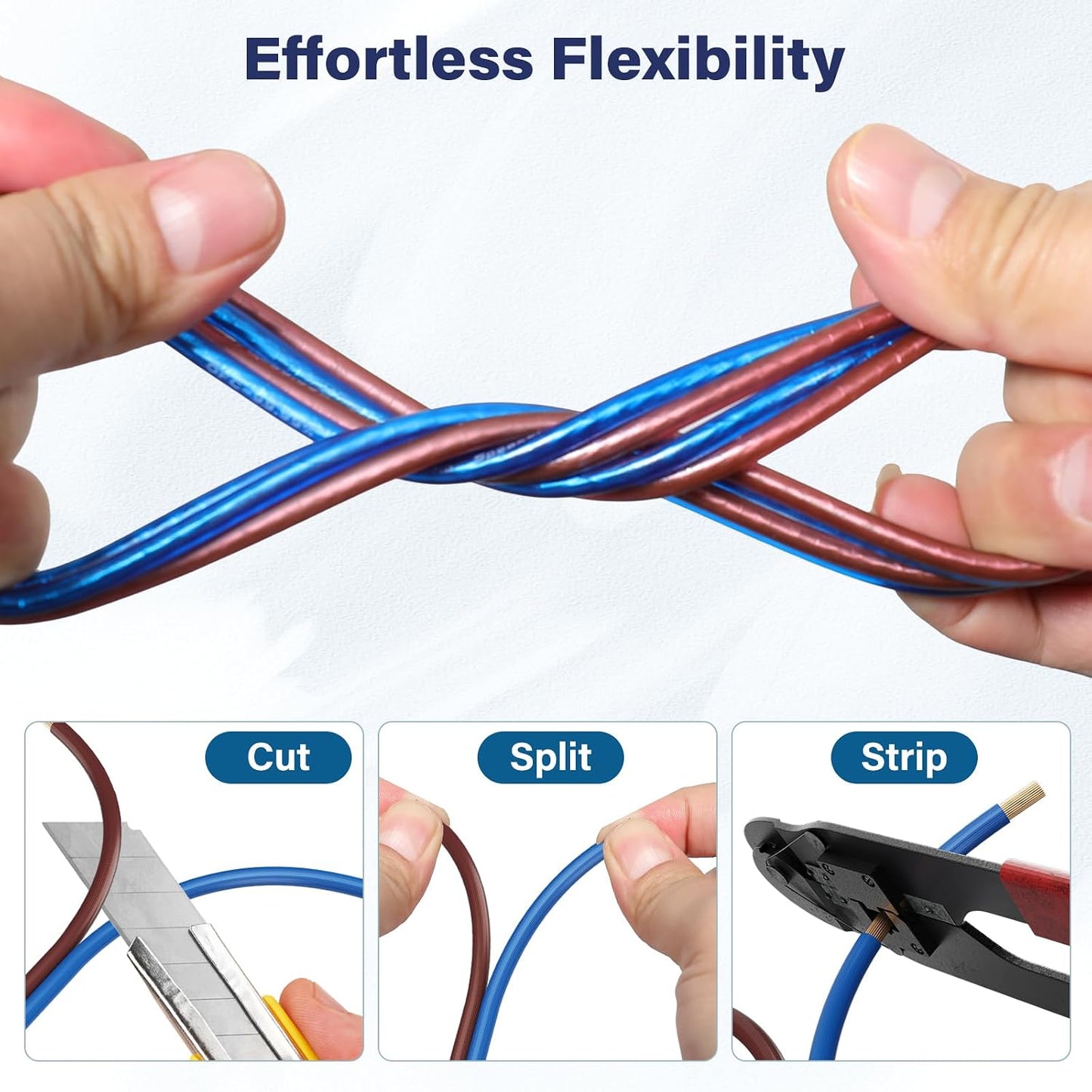 16/2 25 HiFind Gauge AWG Car Audio Speaker Wire Cable Ft, Professional Shielded OFC Zipper Wire, Transparent Soft PVC