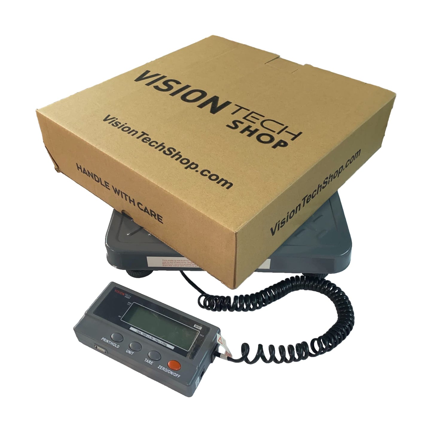 VisionTechShop MVS1 Heavy Duty Shipping Postal Scale, Lb/Kg Switchable, Capacity 165lb x 0.1lb / 75kg x 0.05kg Readability, Battery Operated, Power Adapter Included, Portable Scale for Warehouse