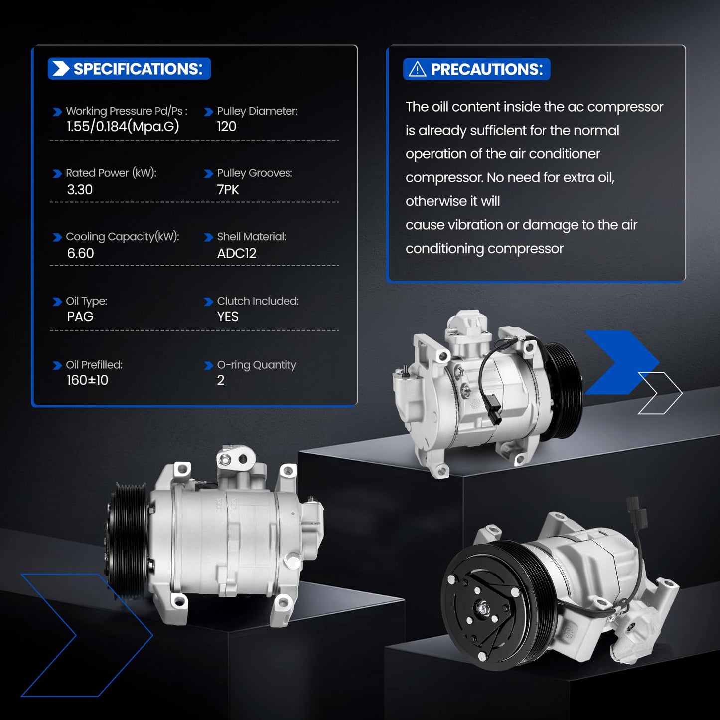 SYKRSS 198303 Air Conditioning A/C Compressor with Clutch Compatible with Honda Accord 2013-2017 2.4L L4 GAS