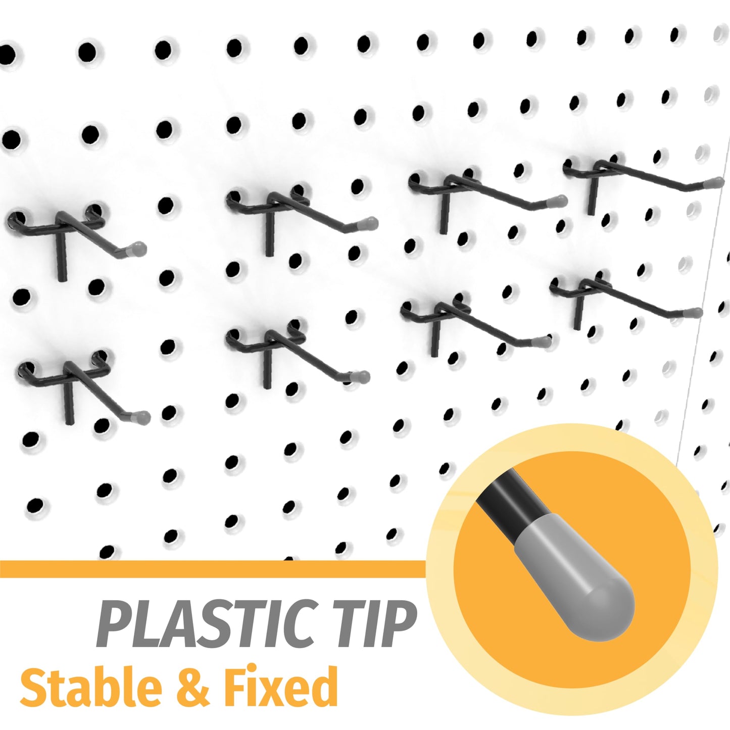 BFPeaky Black Pegboard Hooks 2 Inch, 50PC, Peg Board Hooks, fit 1/8" or 1/4" Pegboard, Peg Board Hooks for Hanging Tool