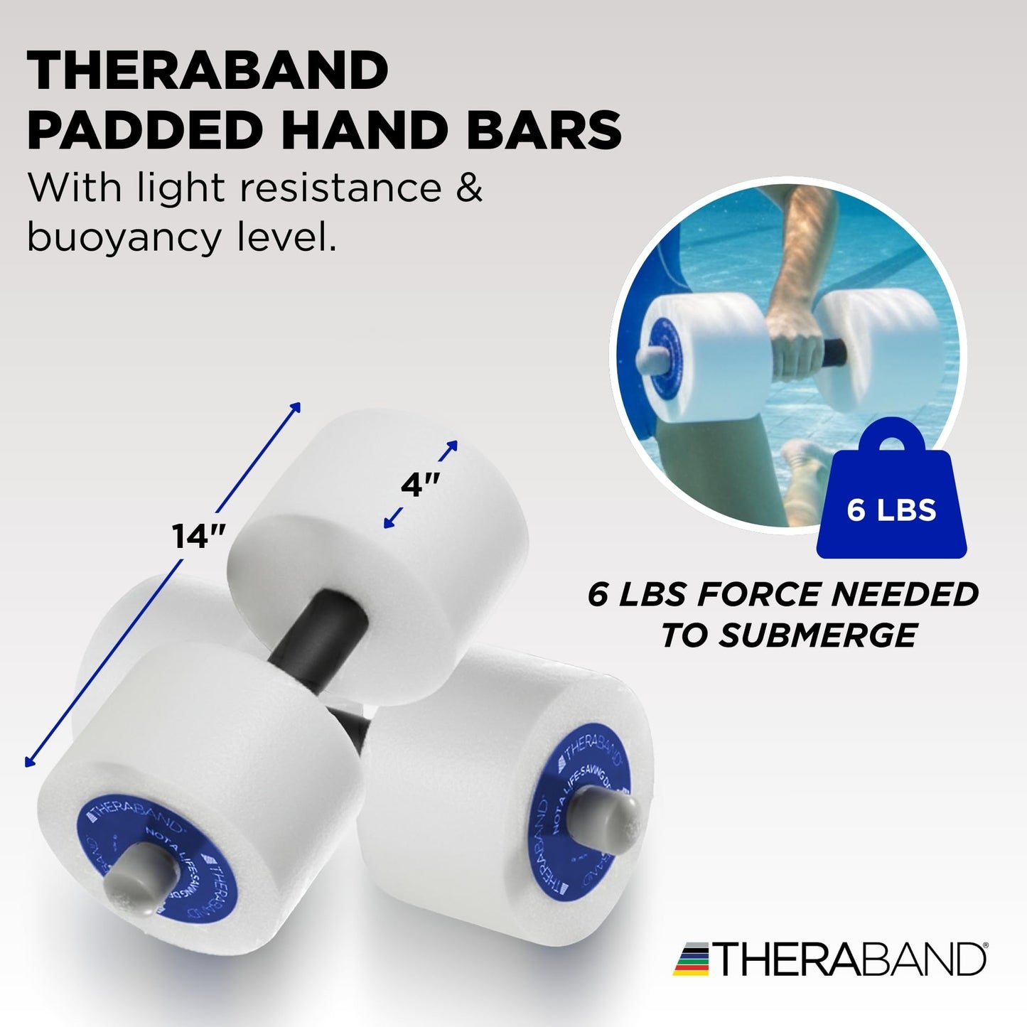 THERABAND Water Weights, Aquatic Dumbbells for Pool Fitness, Pair, Blue Heavy Resistance Level, for Pool Exercise and Water Aerobics for Adults, Foam Pool Weights for Therapy and Fitness Workouts