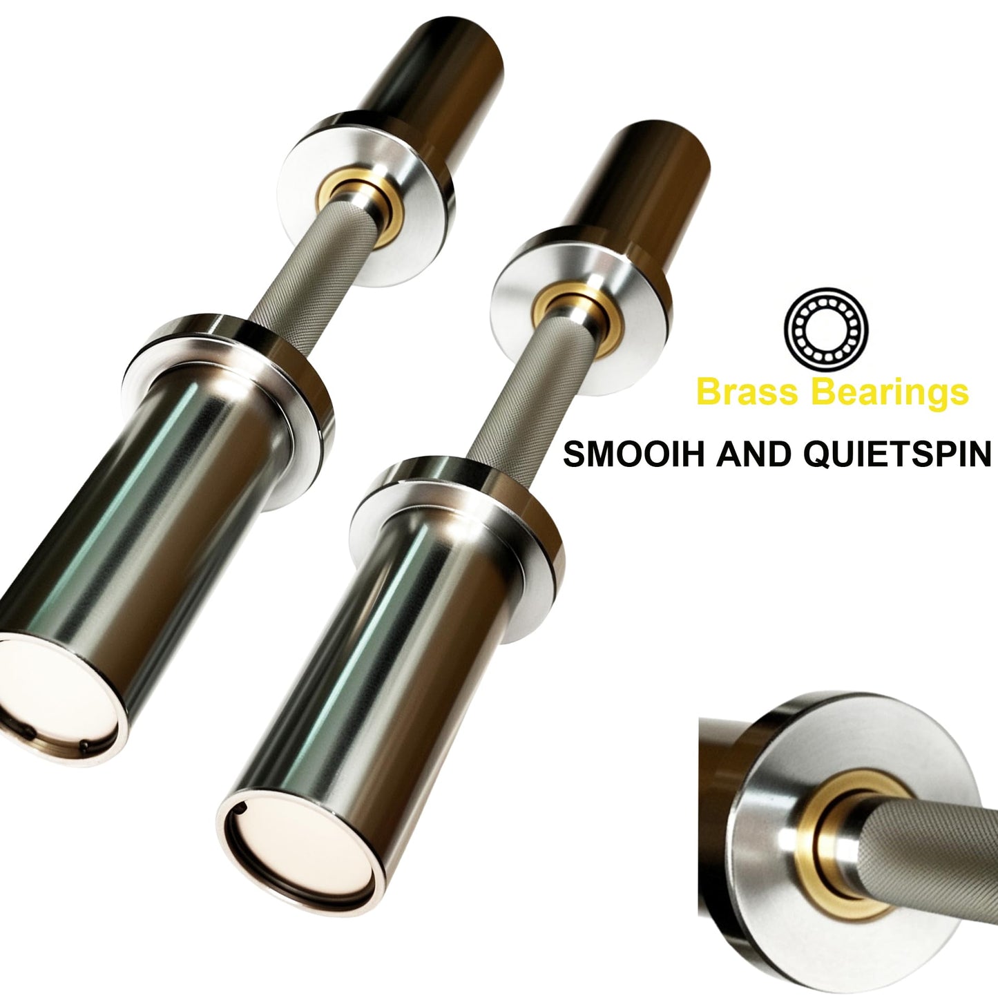 qibylift Olympic Dumbbell Handles Set of 2, Loadable Dumbbell Bars for 2 Inch Weight Plates, 16 Inch Chrome Barbell with 28mm Grip, 200 lb Capacity, Home Gym Strength Training (Chrome)