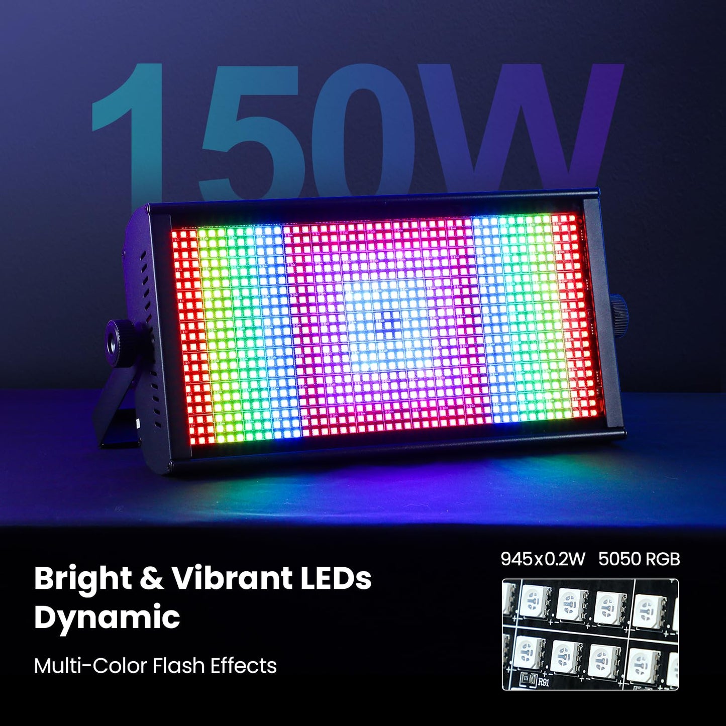 Betopper 200W Stage Strobe Light, RGB LED Stage Light Bar with 7x15 Pixel Control Zones,30Hz Strobe Speed,DMX512 Sound-Active Flash DJ Light Bar,Disco Wash Lighting for Club,4 Packs