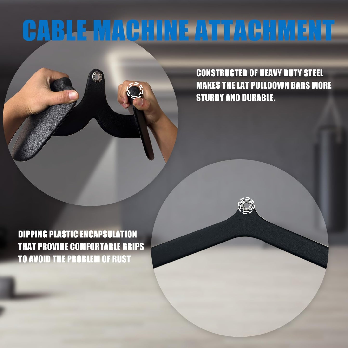 BLUSLM LAT Pulldown Attachments, LAT Bar Cable Machine Attachment,T-bar V-bar, LAT Pull Down Bars, Back Tricep Bar Strength Training Handle for Home Gym Fitness (Style 01)