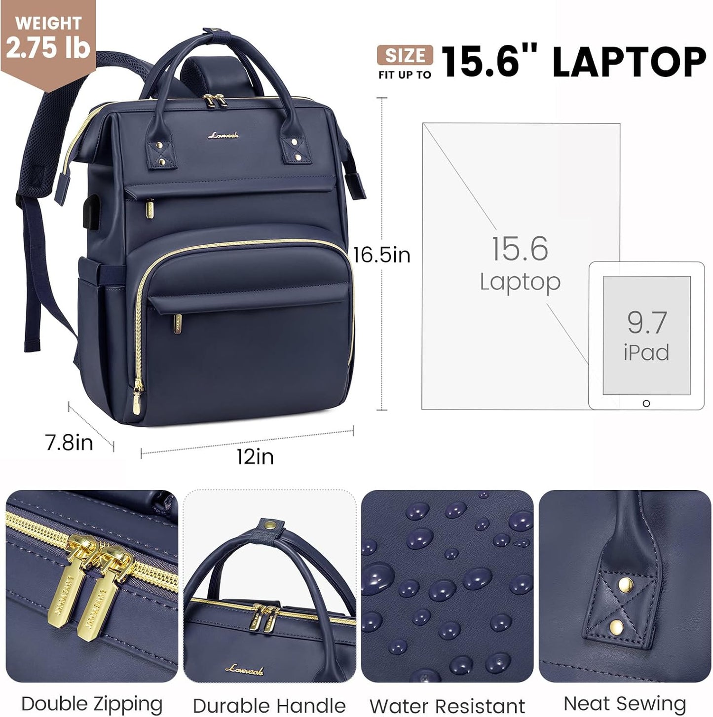Backpack 15.6 inch,Travel Backpack Backpack Backpacks LOVEVOOK Leather Laptop for Women Purse Nurse Teacher Computer