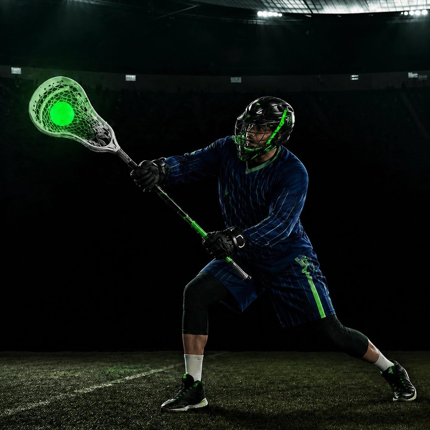 Acrridi Glow in The Dark Lacrosse Ball Clear to Green Official Size Elastic Rubber Lacrosse Balls for Practice Training Massage Muscle Relaxation Indoor Outdoor Sports Gifts (2, Green)