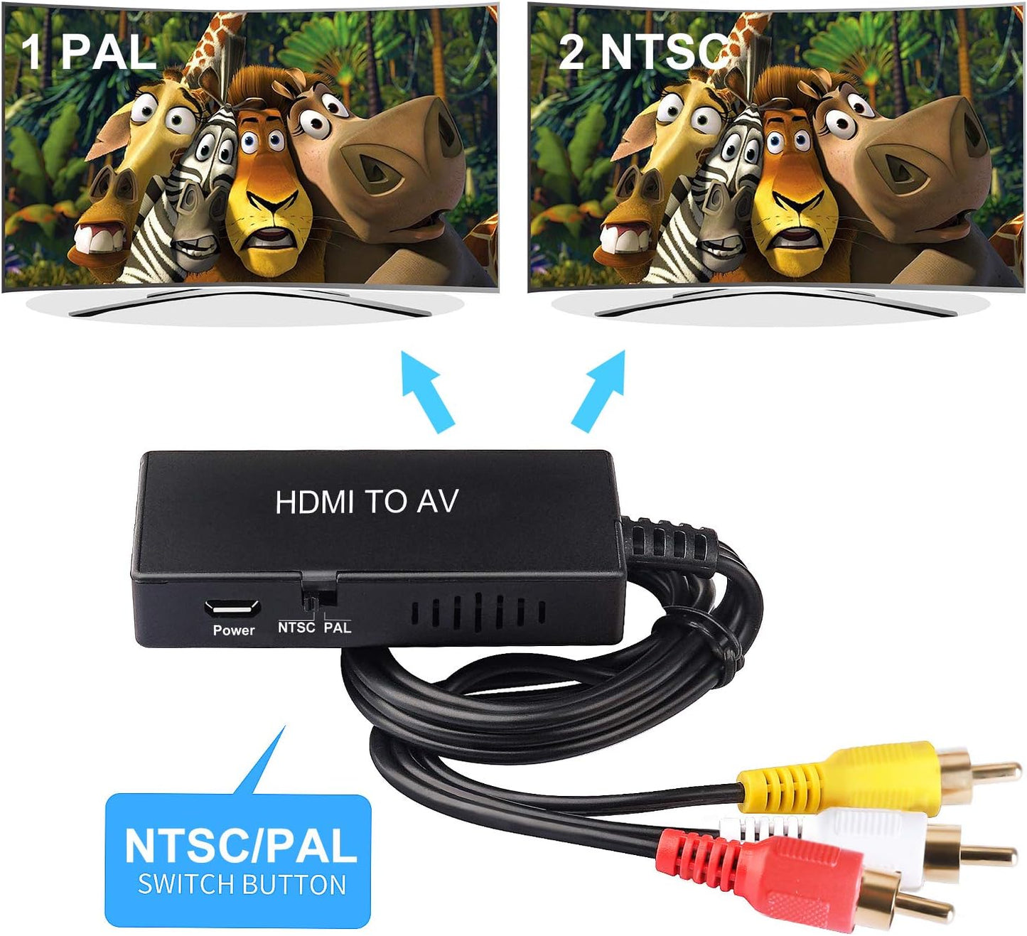 TaiHuai HDMI to RCA, HDMI to Older TV Adapter Compatible for Fire Stick, Roku, Apple TV, Xiaomi Mi Box, Android TV Box