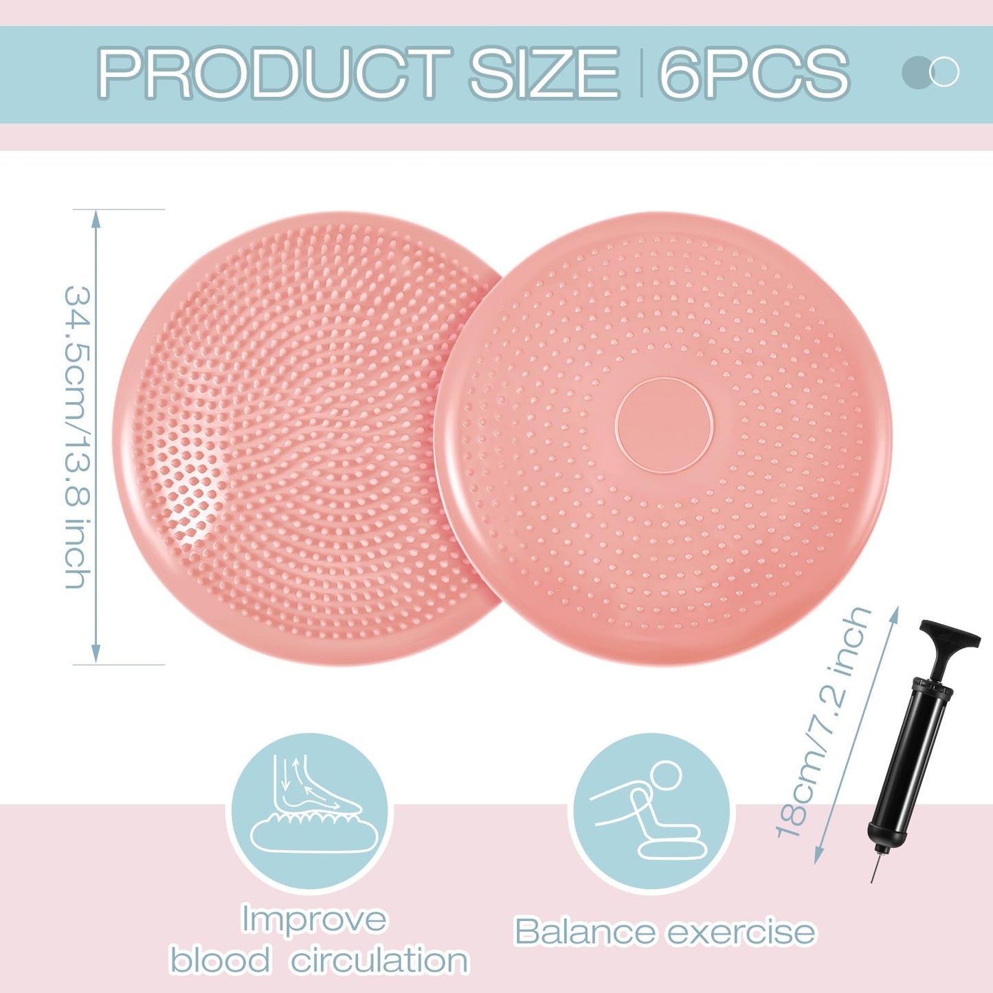 Amylove 6 Pcs Wiggle Seat Inflated Wobble Cushion for Sensory Kid 13 Inch Balance Disc Kids Flexible Seating Exercise Sensory Pad Chair Cushion for Classroom Office School(Morandi)