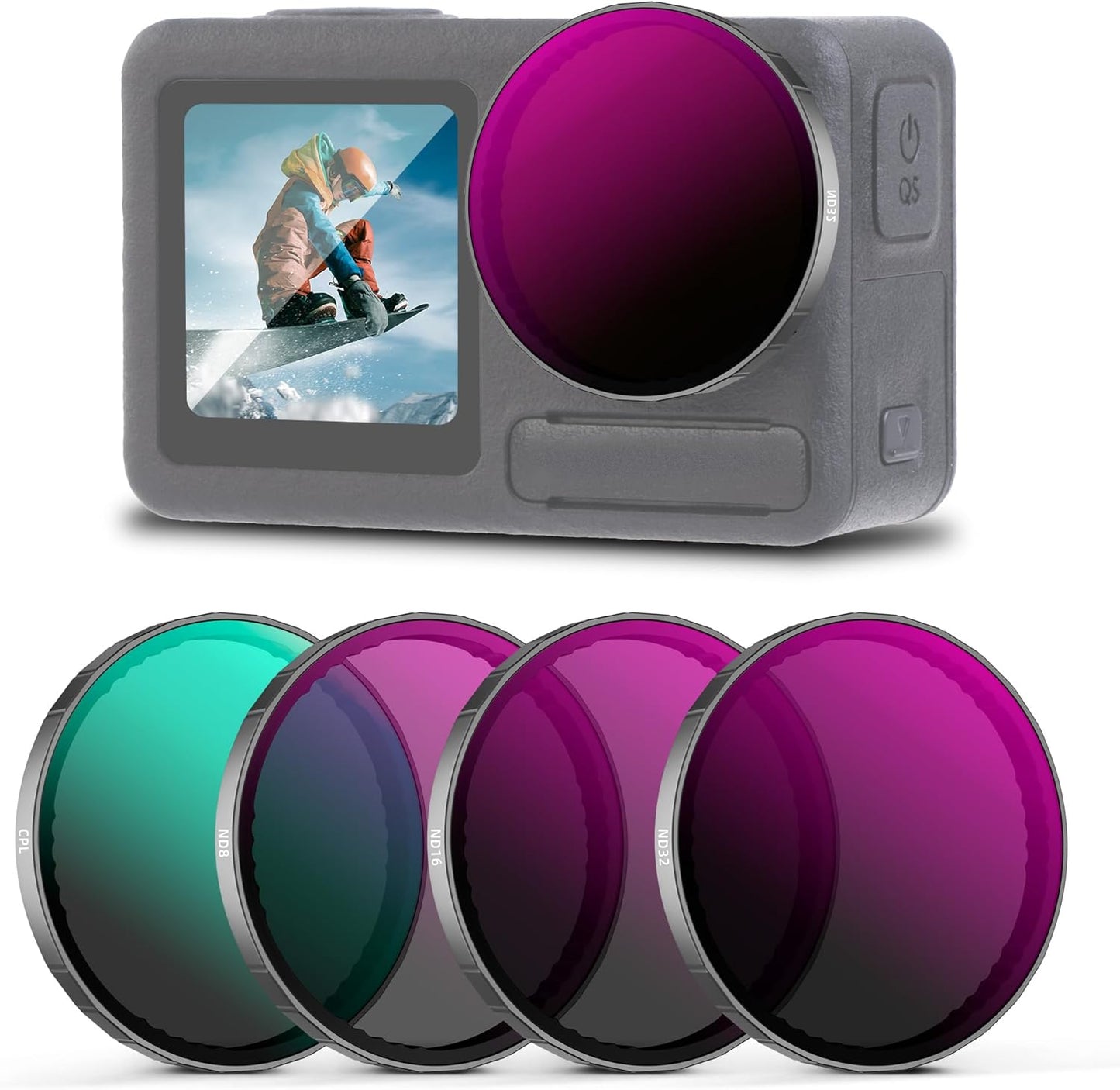 Walking Way Set 4/5 4 Pack ND8 ND16 ND32 Camera Lens Filters ND PL Compatible with DJI Osmo Action Pro Accessories Kit