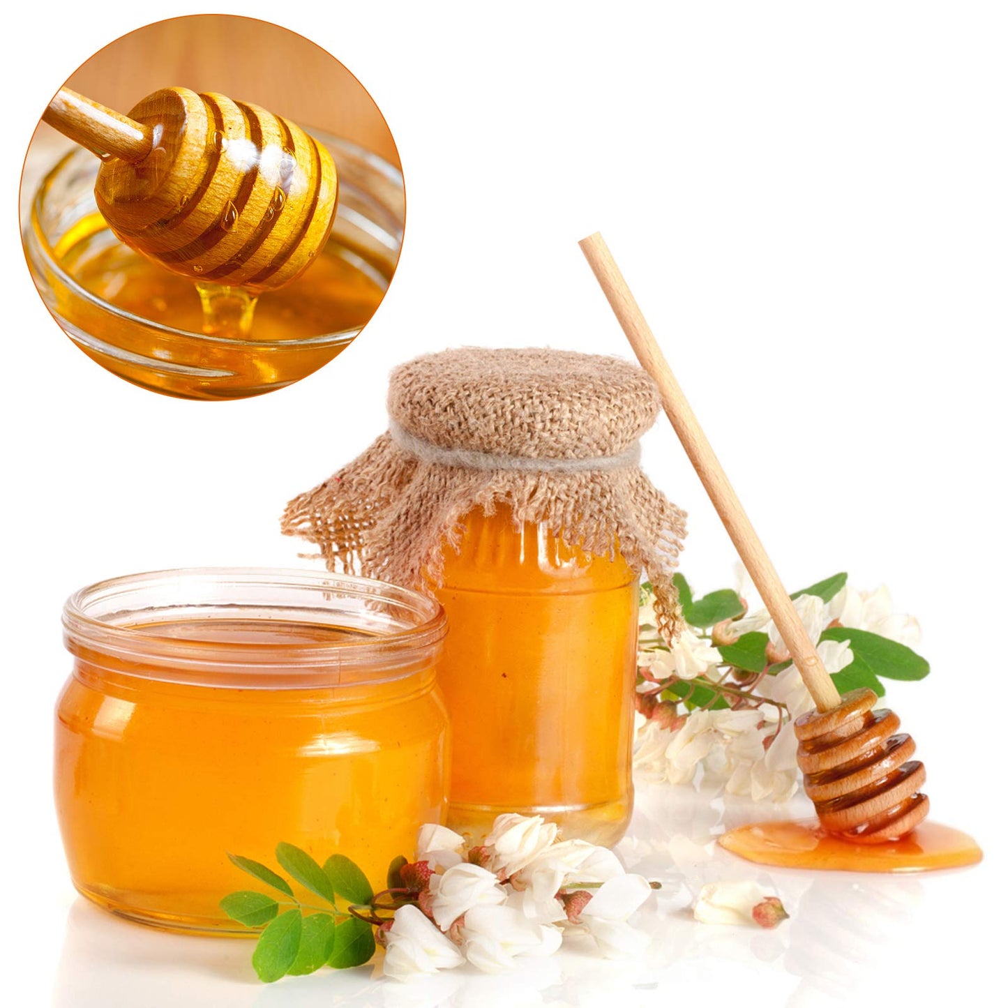 51 PCS Mini Wooden Honeycomb Sticks - 3 Inch Honey Dipper Stirrer for Honey Jar Dispense and Wedding Party Favors Gift