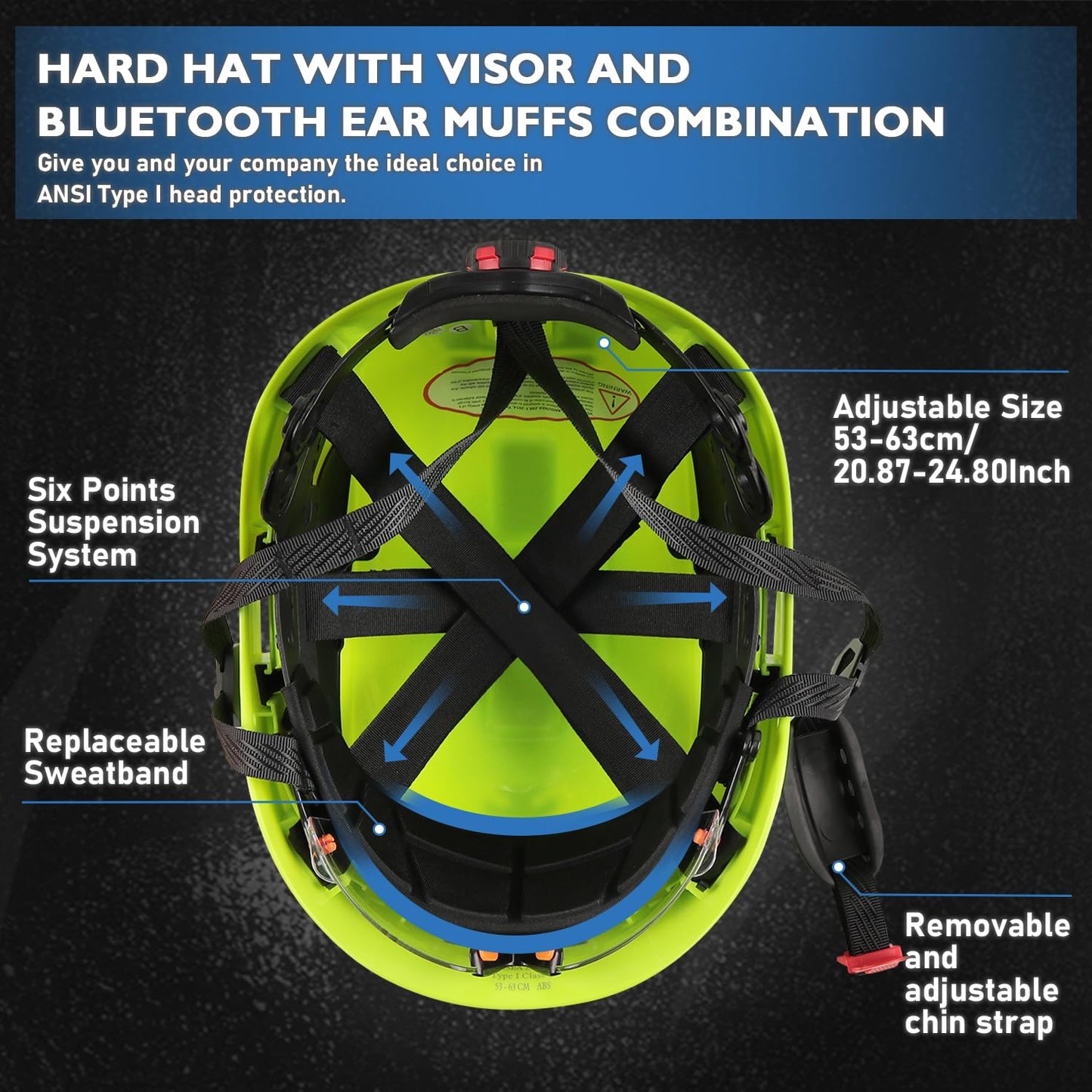 UM ULTRAMAXX Forestry Safety Helmet with Built-in Visor, Mesh Face Shield, and Bluetooth Ear Muffs, 5 in 1 Arborist Hard Hat for Chainsaw, Logging, and Garden Work, ANSI Z89.1 Certified, Green
