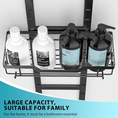Moforoco Over The Door Shower Caddy - 3-Tier Hanging Organizer for Home & Kitchen Storage - Black