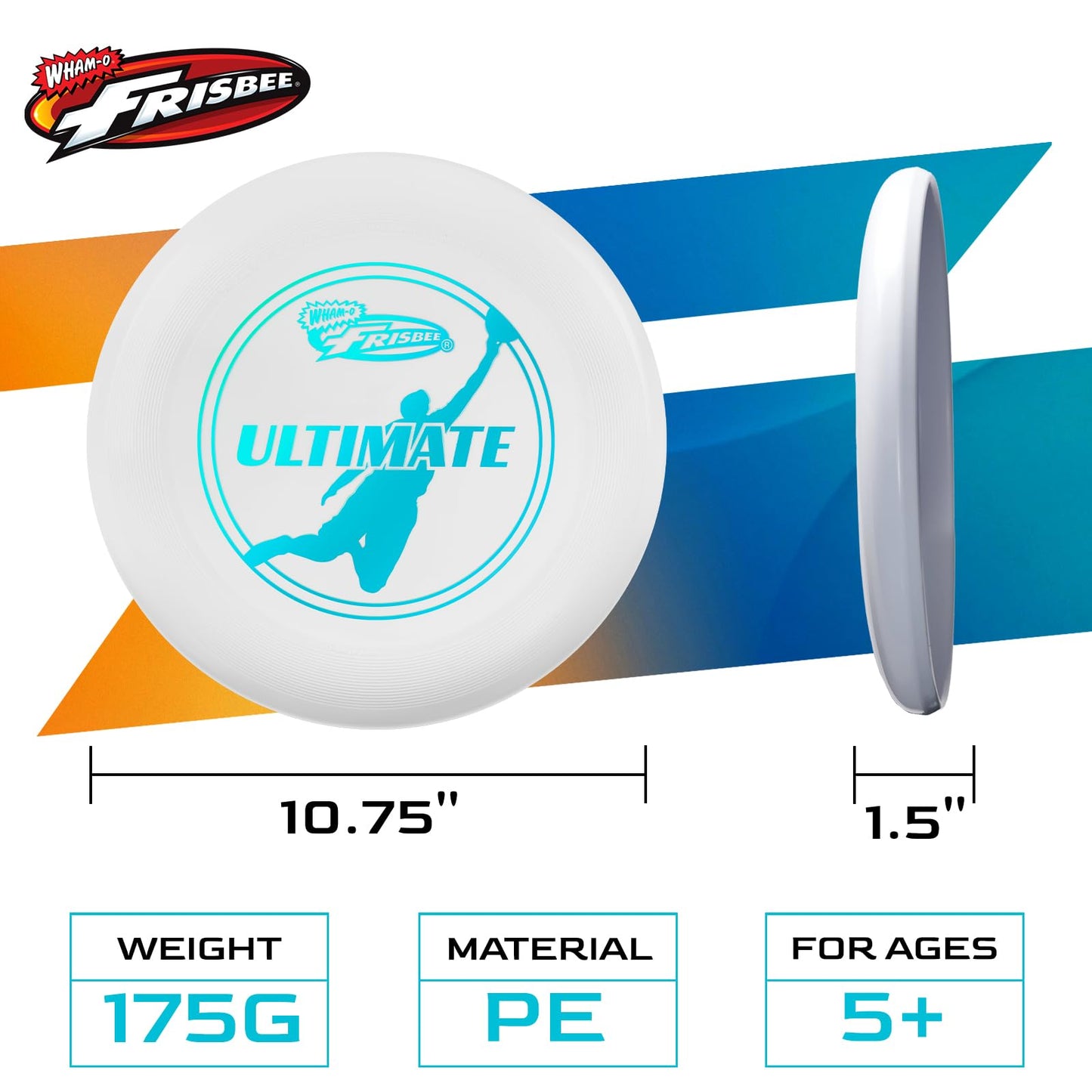 Wham-O Frisbee Official Ultimate 175g Flying Disc, 10.75 Inch Professional Training Disc for Competition and Outdoor Fun