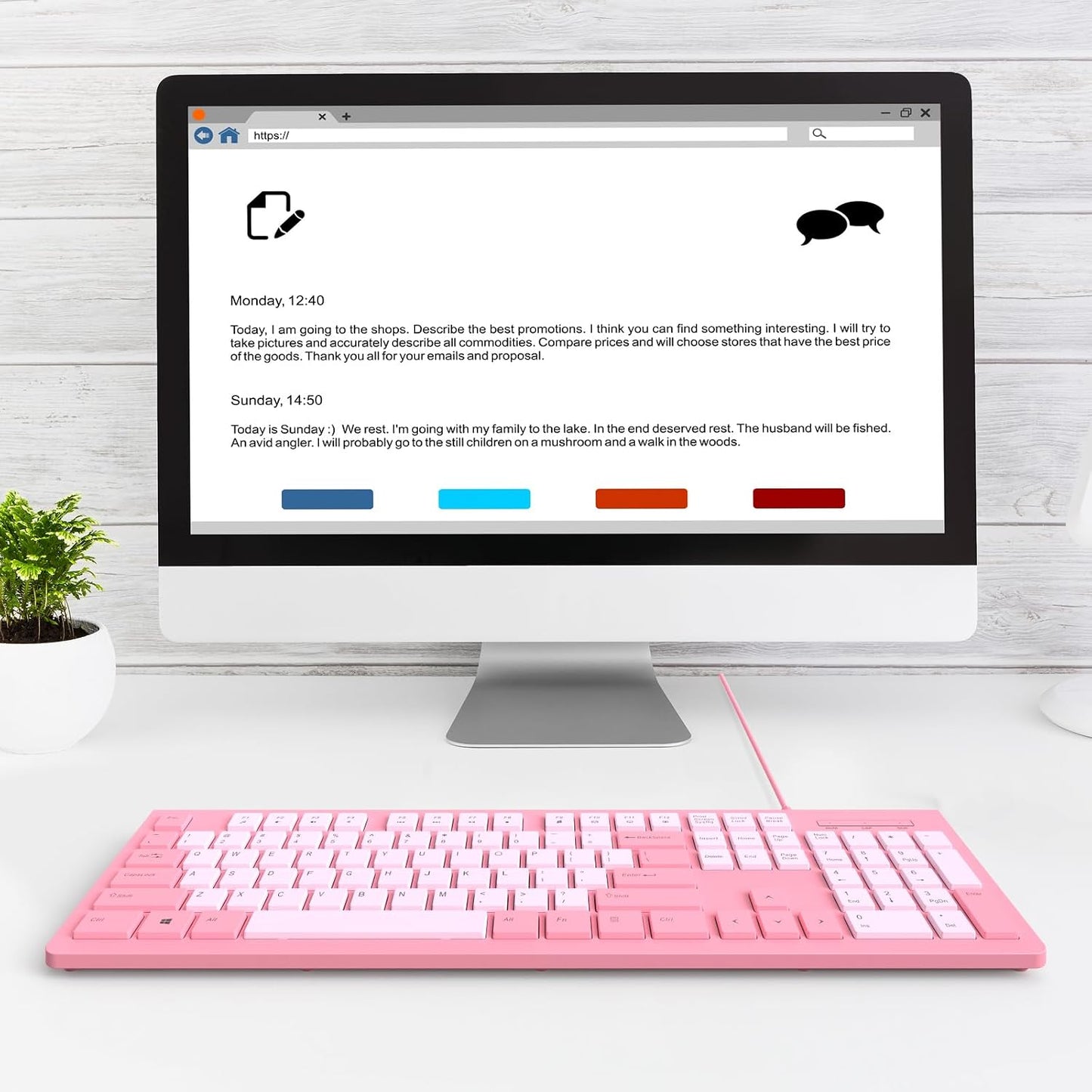 COLIKES Wired Keyboard, Ultra-Thin USB Wired Computer Keyboard, Low-Profile Keys, Spill-Resistant, Multimedia Keys