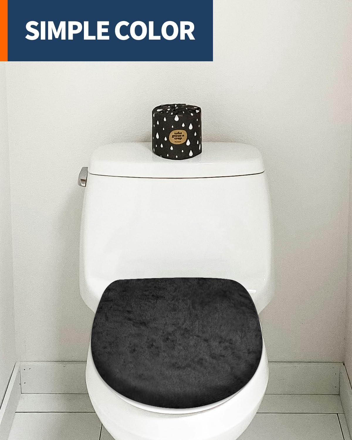 Skiennix Microfiber Toilet Lid Cover - Soft Velvet, Absorbent & Machine Washable | Fits Most Lids (Black)