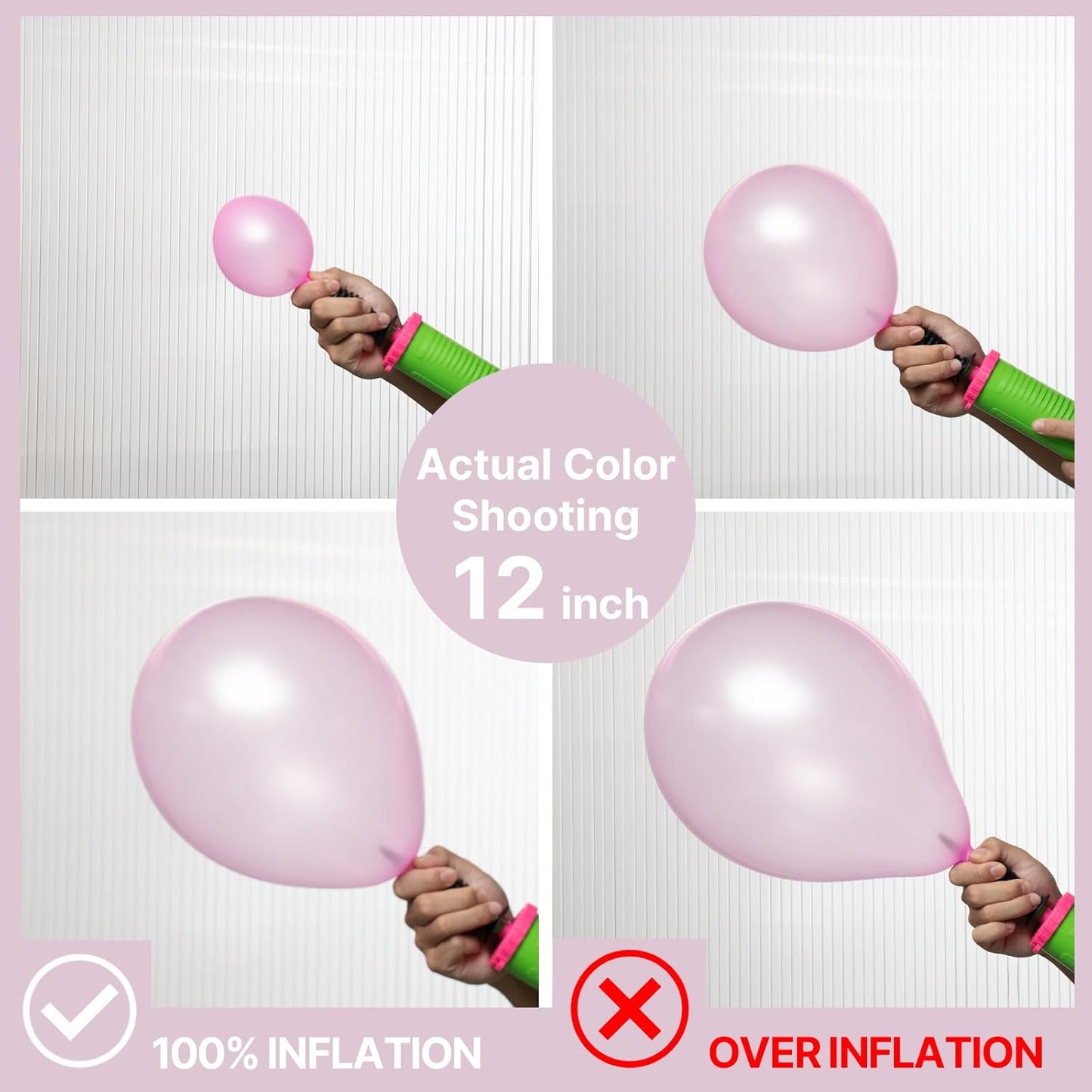 PartyWoo Light Pink Balloons - 50 Pcs 12 Inch Pearl Latex Helium Balloons for Baby Showers & Parties