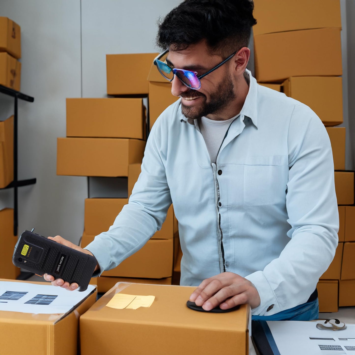 Point Mobile PM75 Rugged Android Barcode Scanner - 5.5" HD+ Display, Qualcomm 2.0 GHz Octa-Core, 4GB/64GB, 1D/2D Honeywell Scanner, IP65, 5800mAh Battery, NFC, Wi-Fi, Bluetooth, Android 11 PDA