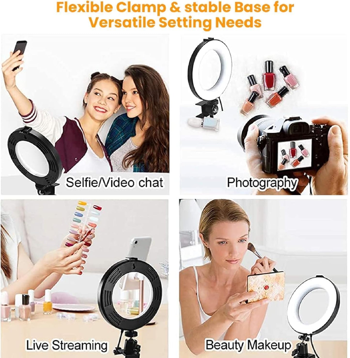 MACTREM 6" Dimmable Video Conference Lighting Kit, Ring Light Clip on Laptop Monitor, LED Circle Selfie Light for Zoom
