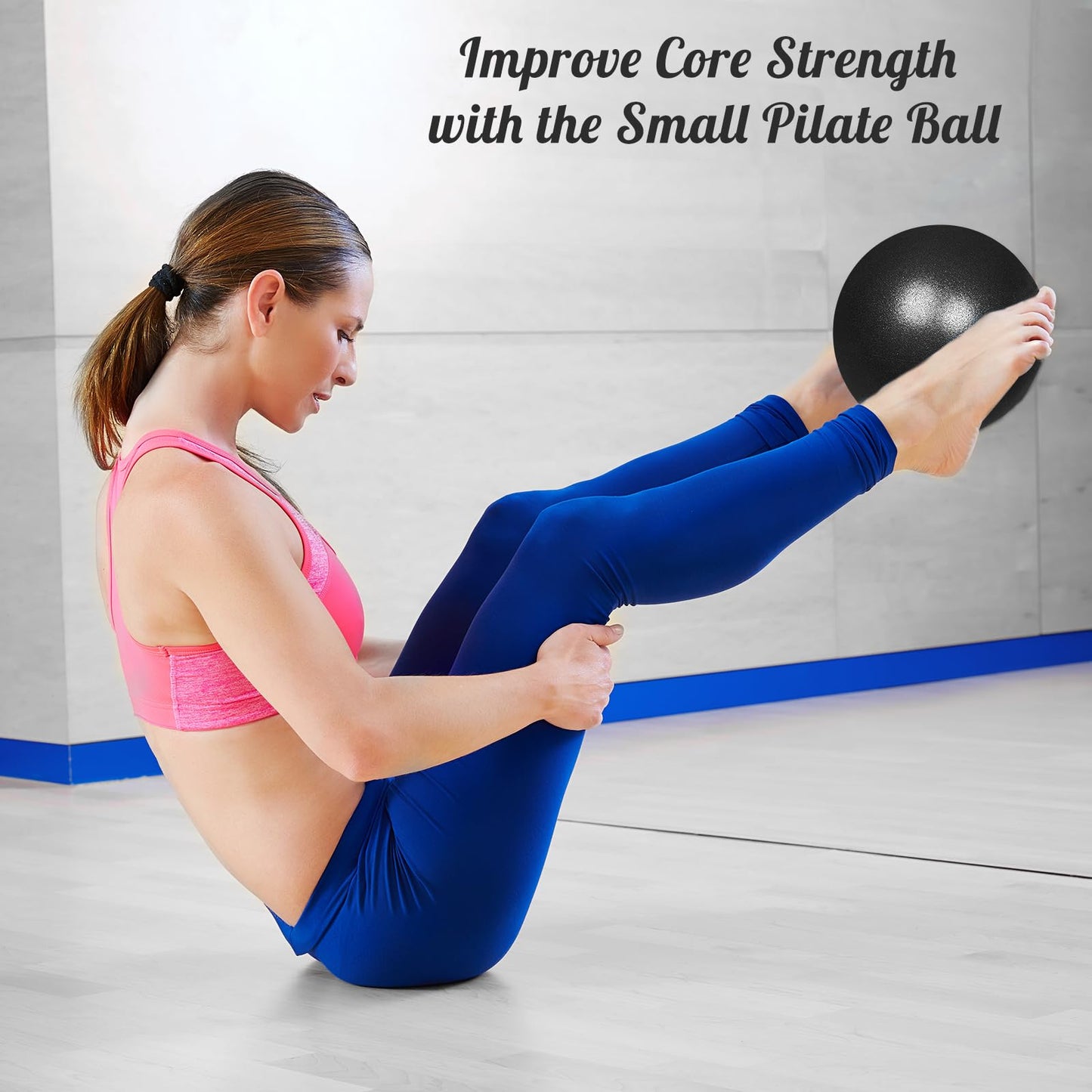 Pimoys Pilates Ball 9 Inch Small Exercise Ball Mini Yoga Ball Workout Ball for Stability, Barre, Fitness, Bender, Core Training, Improves Balance (Black)