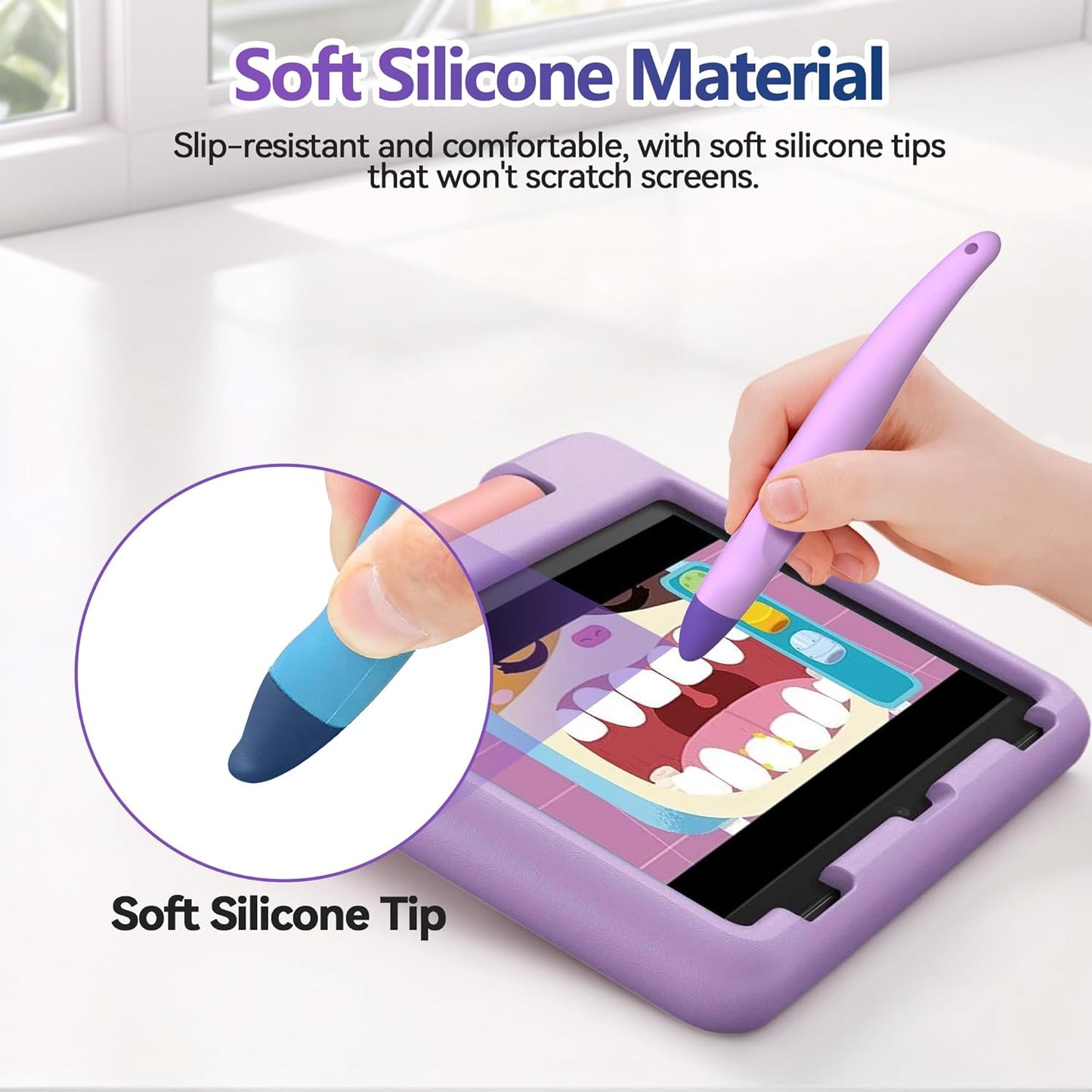 AWINNER 2 Pack Kid-Friendly Stylus Pens for Touch Screens,Tablet Stylus Pen Purple Blue Stylus Universal Touch Screen