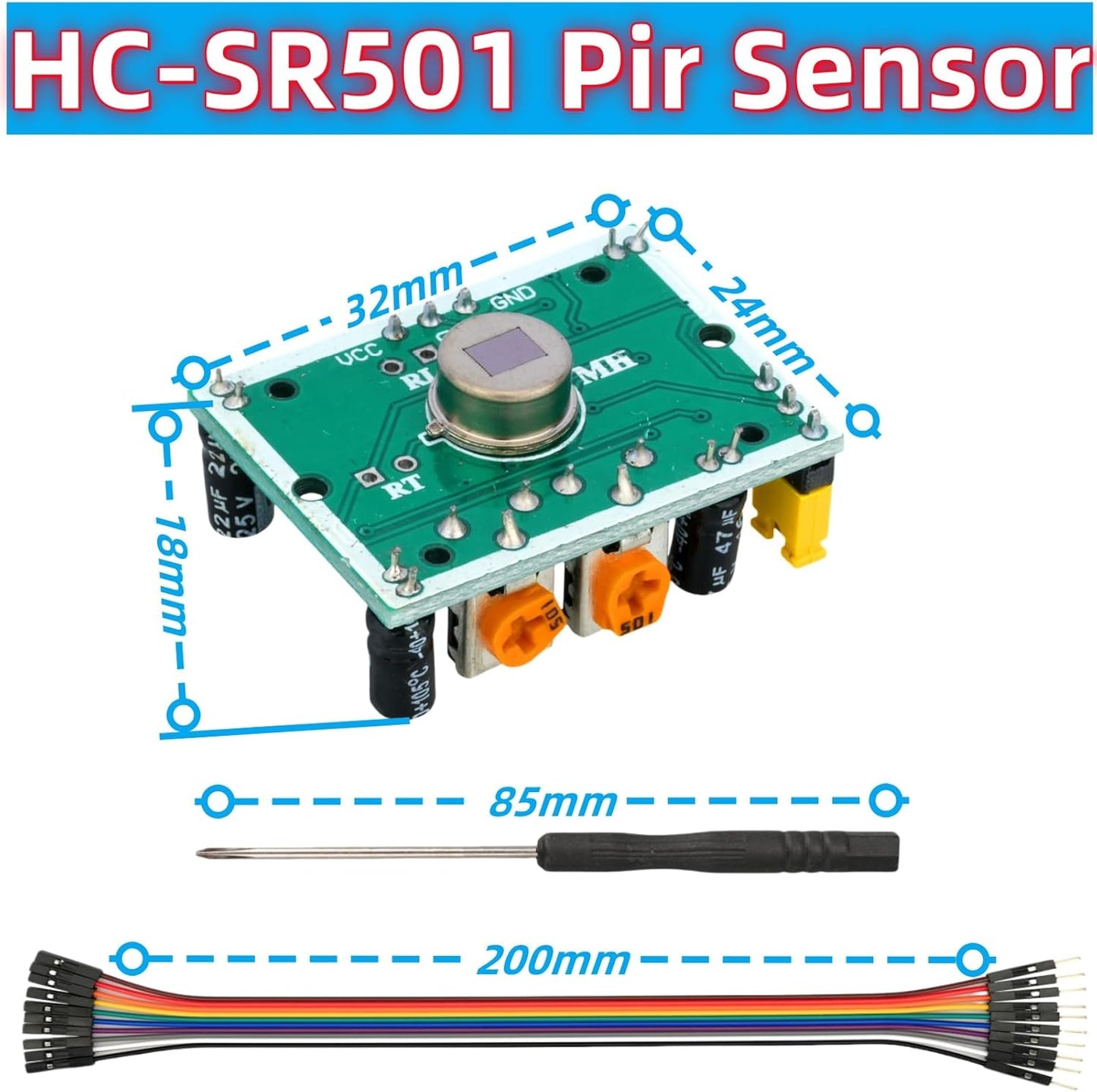 MTDELE 3 HC-SR501 Pcs PIR Motion Sensor Miniature Human Infrared Sensing Module Compatible with for Raspberry Pi