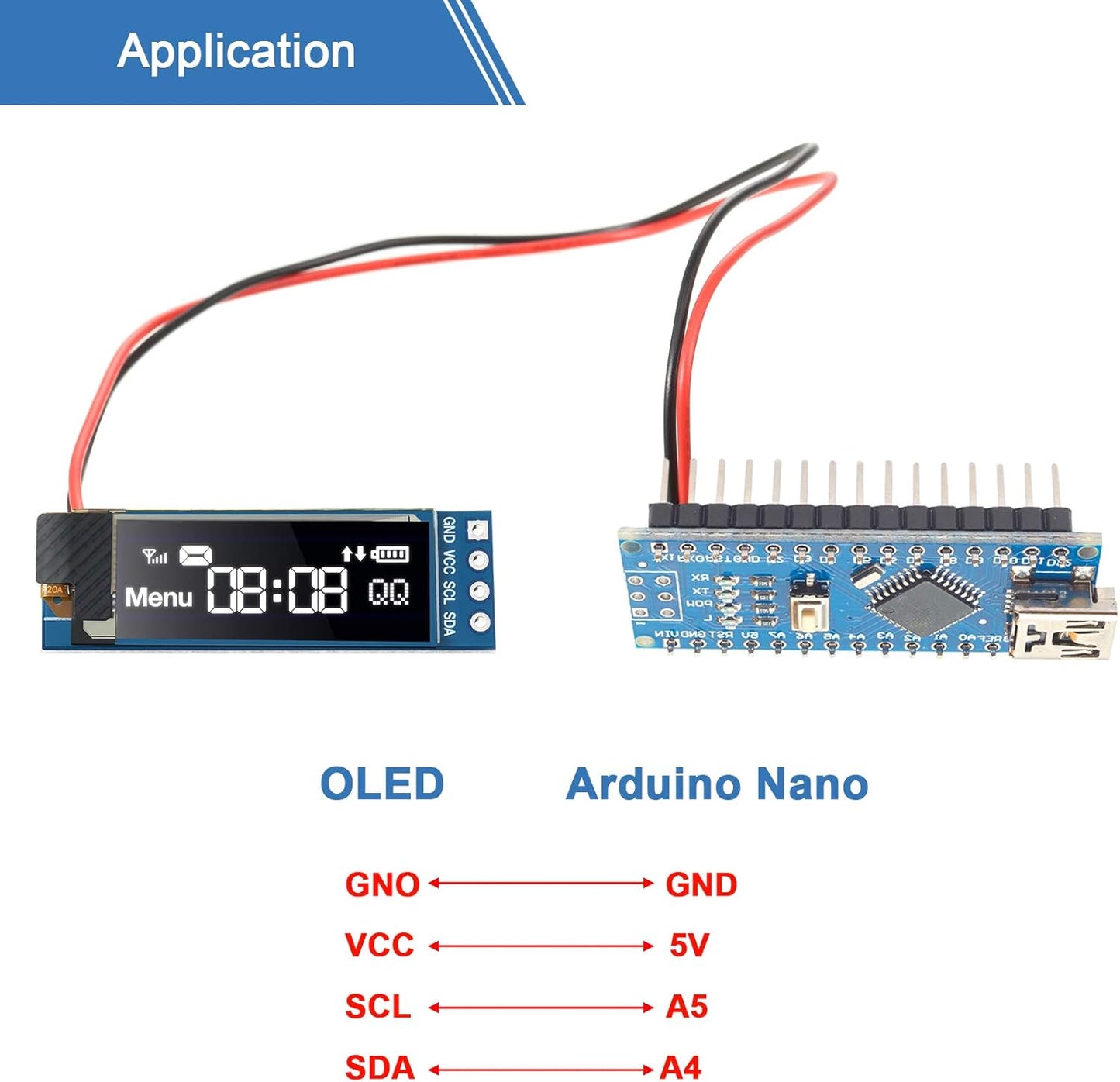 2 I2C 0.91 Inch I2C 3.3V 5V(White Frienda Pieces OLED Display Module, OLED Screen Driver, Compatible with Arduino