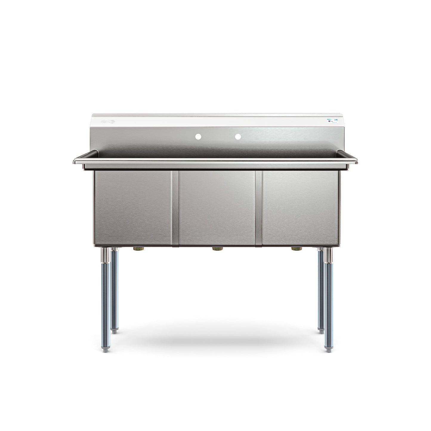 KoolMore 51 in. Three Compartment 18-Gauge Stainless-Steel NSF Commercial Kitchen Sink, Bowl Size 15x15x14, with Three Basins and Pre-Drilled Faucet Holes for Restaurants and Cafes (KM-SC151514-N3)