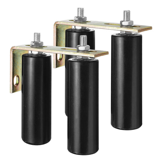 uxcell 2 Set Slide Gate Guide Roller, 6" Nylon Rollers Gate Support Assembly with L-Rear Post Bracket, Universal Sealed Ball Bearing Rolling Gate Guider for Sliding Door, Black