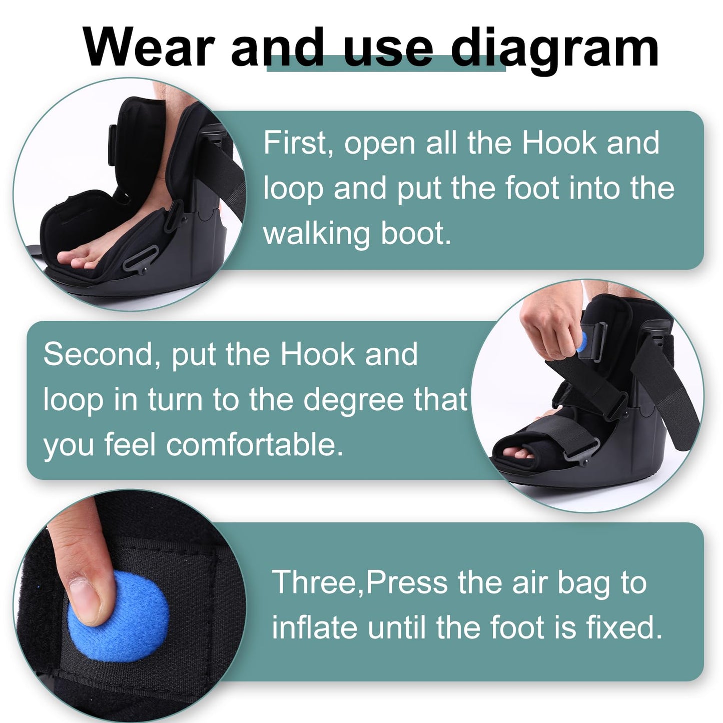 JorWystia Orthopedic Walking Boot, Air Cam Walker Fracture Boot for Broken Foot, Sprains & Achilles Injuries, Lightweight Medical Inflatable Foot Support for Post-Surgery Recovery & Mobilit (X-Large)