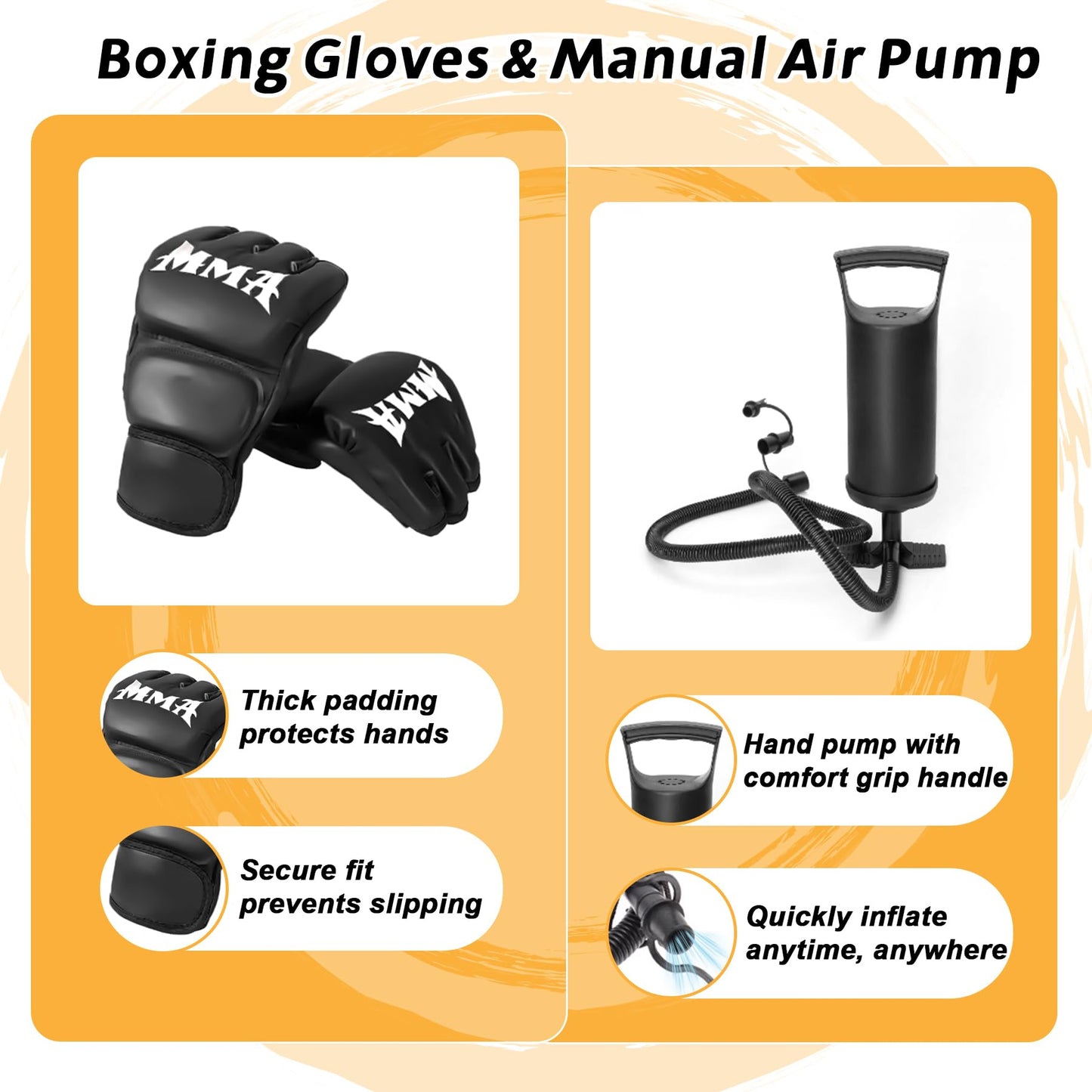 Standing Boxing Bag for Adult, 70" Freestanding Punching Bag with Boxing Gloves and Manual Air Pump for Beginners Kickboxing for Training MMA Muay Thai Fitness