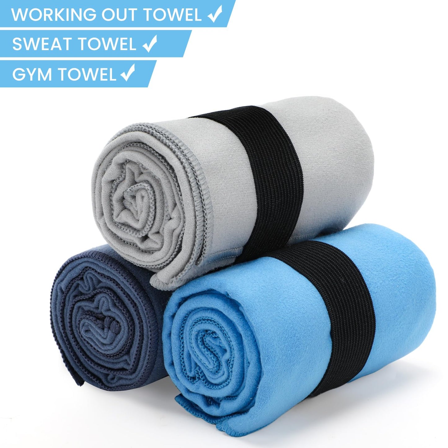 Yaozoon 3 Pack Gym Towel Men Women Quick Dry Microfiber Workout Gear for Body Sweat Sports Exercise Fitness Tennis Running Cycling Hiking Weight Lifting Yoga Towels(3 Pack)