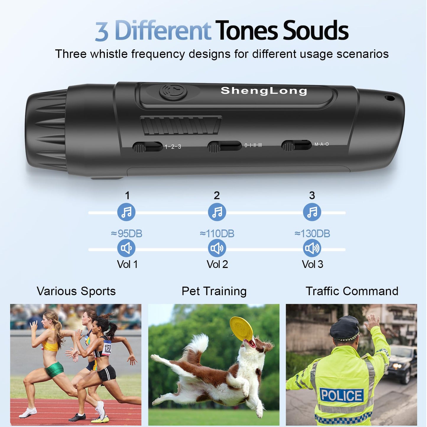Shenglong Electronic Whistle with 3 Tones & 3 High Volume Settings - Battery Powered Emergency Safety Whistle for Coaches Referees, Teachers Outdoor Sports, Camping, Sporting Goods with Lanyard