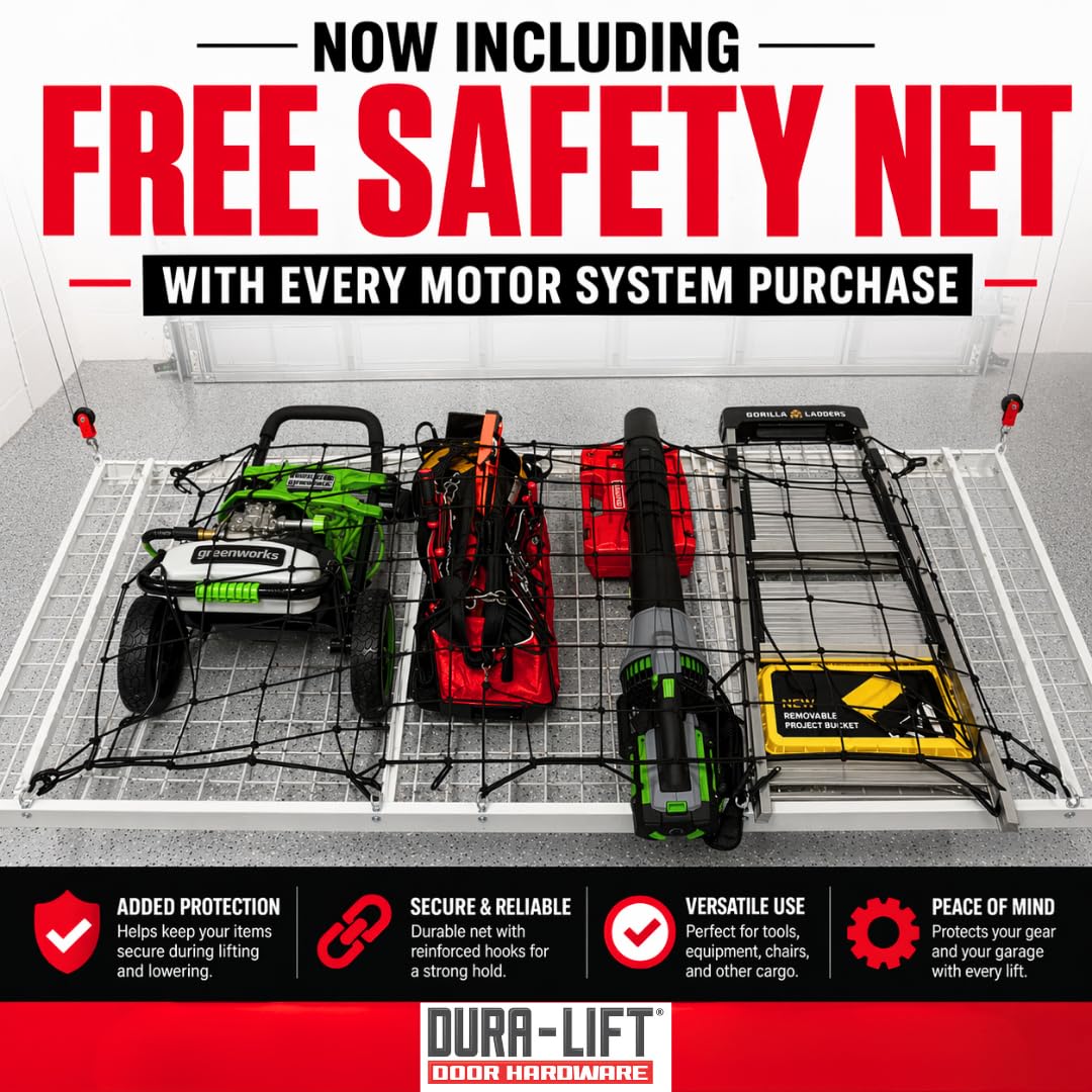 DURA-LIFT Elevate 4x6 Motorized Overhead Storage Lift for Garage Ceiling, Electric Storage Rack with Bluetooth App Control