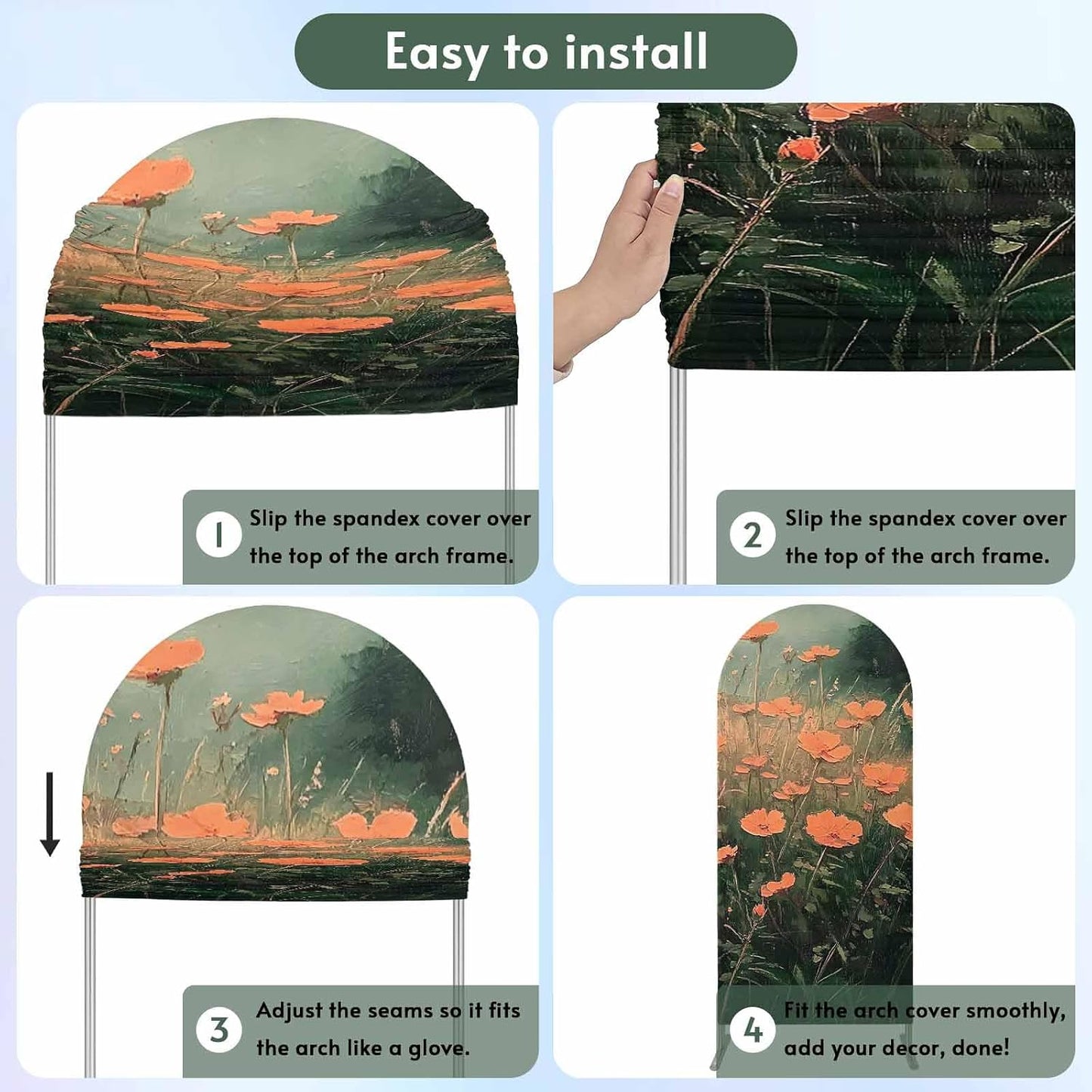 Jnbasdffb 7.2 Red Spring Floral Wedding Arch Cover, Stretchy Spandex Arch Backdrop Stand Covers FT, Modern Oil Painting