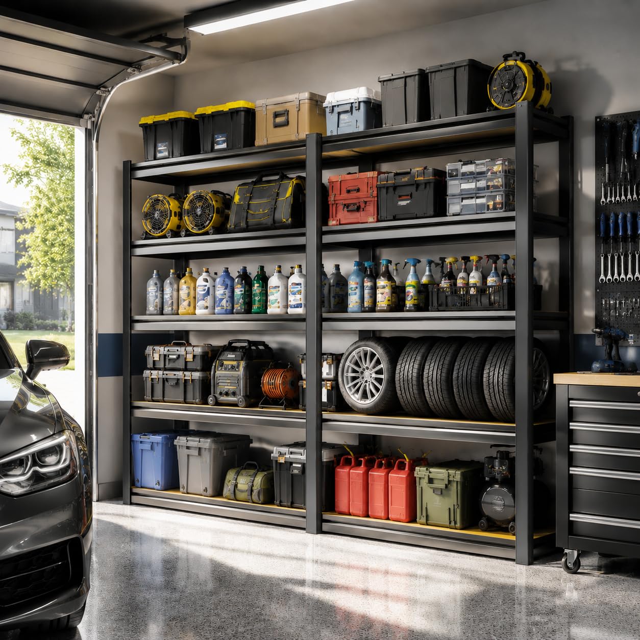 SAWJEC 78" H Garage Storage Shelves, 5 Tier Heavy Duty Metal Shelving Unit, 3000 lbs Capacity, Adjustable Storage Shelves Heavy Duty for Garage Warehouse Basement, 18" D x 47.5" W x 78" H