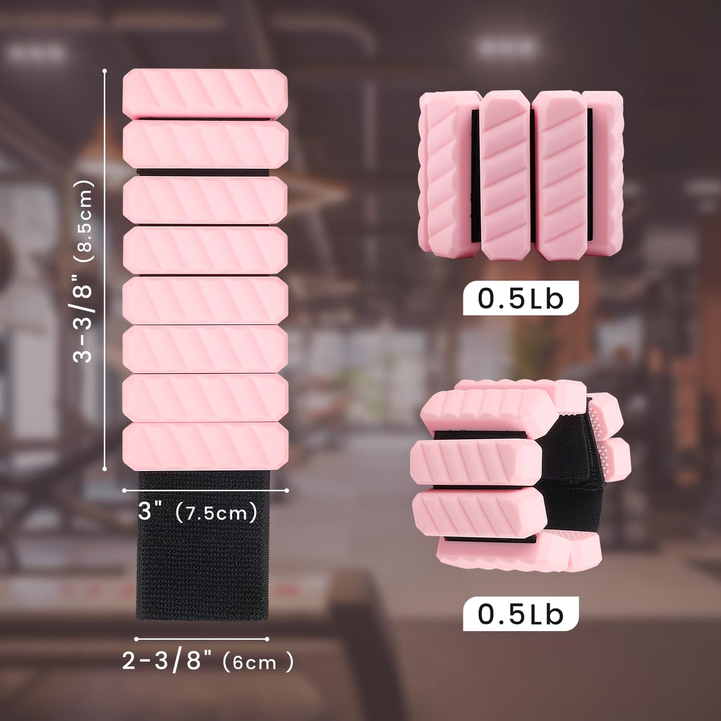 KIMPOK Wrist & Ankle Weights – 2 lbs / 1 lb Pair, Silicone-Wrapped Adjustable Wearable Weights for Toning, Walking, Pilates & Yoga (pink, 1 lb pair (0.5 lb each))