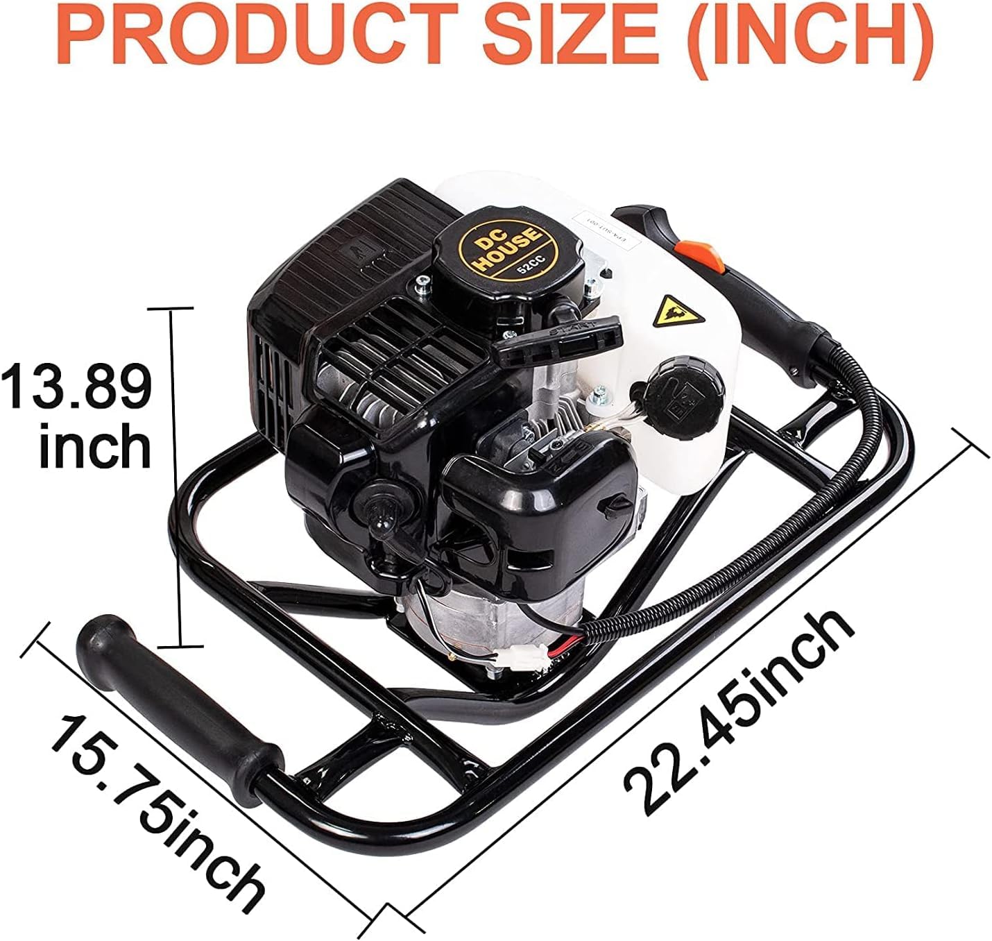 DC HOUSE Post Hole Digger, 52cc 1800W Gas Powered Earth Auger Earth Digger, Auger Post Hole Digger with Two Drill Bit 6" & 10" and Extension Rods, for Fence, Farmland and Garden, EPA Certified