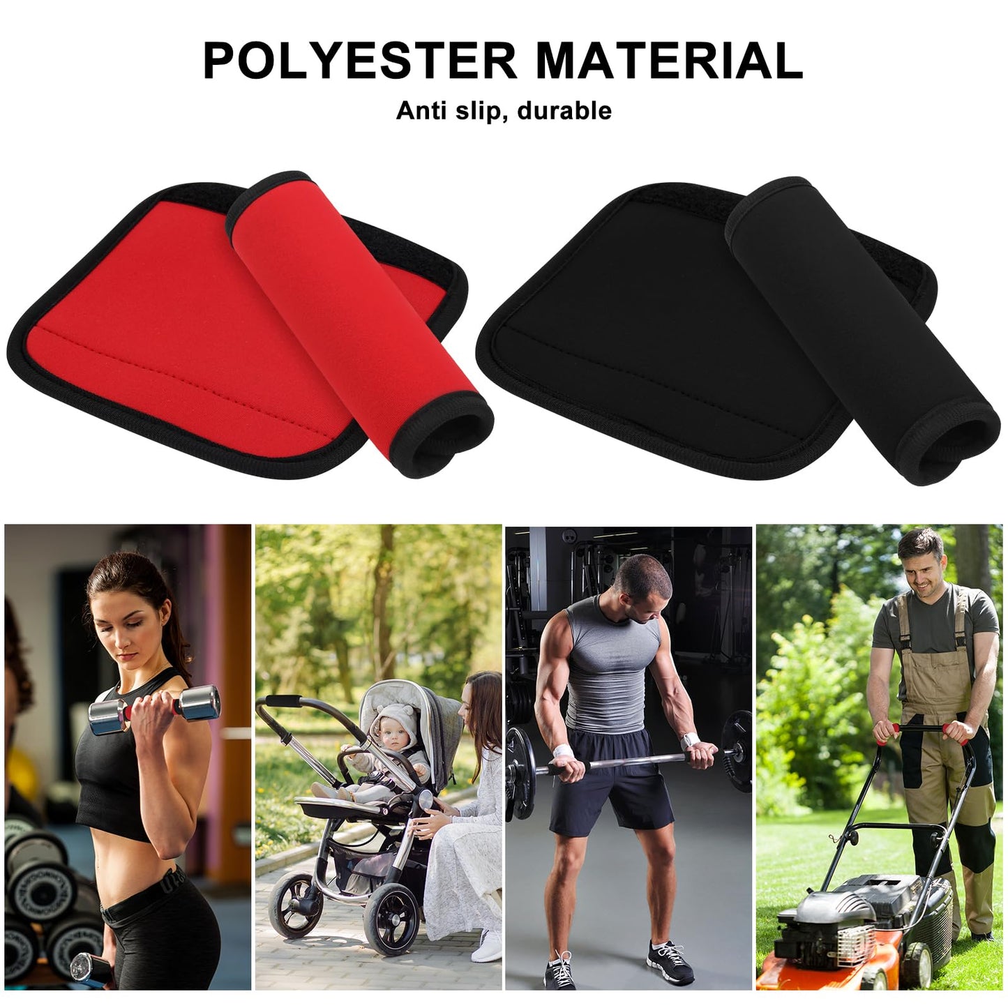 4 Pack Barbell Grips Pad, 2 Red 2 Black Dumbbell Handle Grips Barbell Grips for Weightlifting, Non-Slip Bar Wrap Cushion for Home Gym Fitness, Protective Pads Grip for Pull Up Bar, Horizontal Bar, Deadlift