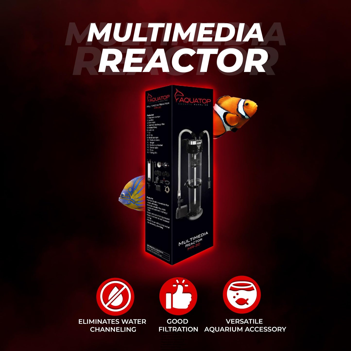 AQUATOP MR-30 Media Reactor – 152 GPH Up-Flow Filtration System – with Pump, Tubing & Mount – for Saltwater or Freshwater Aquariums – Sump or Hang-On Setup