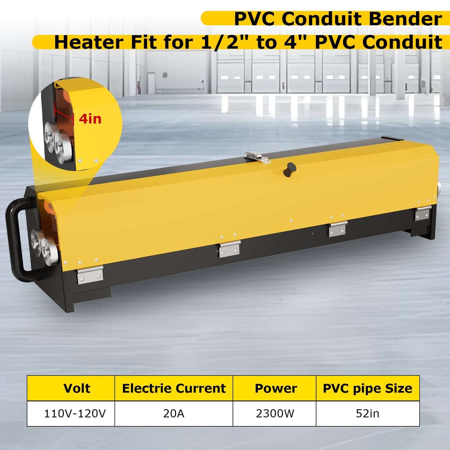 Upgrade 1/2" to 4" PVC Pipe Heater, with Power Cord, Temperature Control & Safety Shutoff, 2300W PVC Conduit Heater with Reflective Interior & Handle, for 52" Sections of PVC Pipe