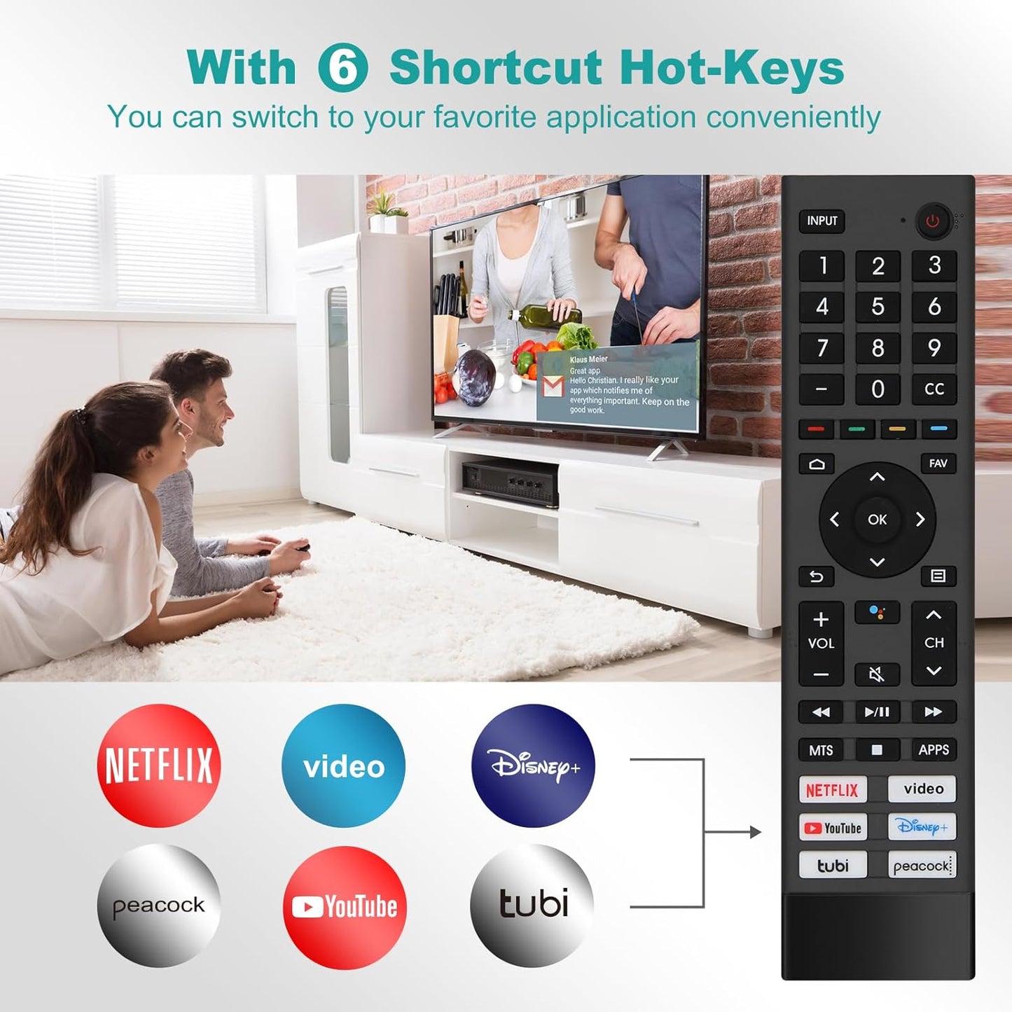 Tsinghcw for Hisense Tv Remote Replacement,Universal Remote Control for Hisense Android Smart TVNo Voice, No Pairing