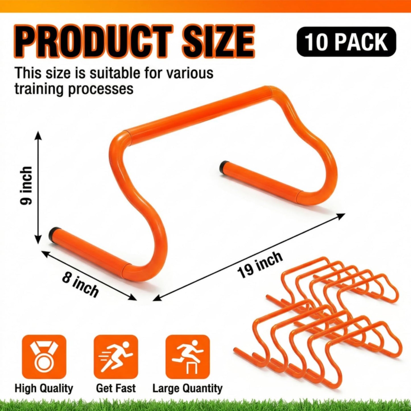 Eorbow 10 Pack 9" Agility Hurdles, Plastic Speed Agility Training Hurdle, Detachable Sturdy Plyometric Hurdles, Training Equipment Set with Carry Bag for Football, Soccer, Basketball, Athletes
