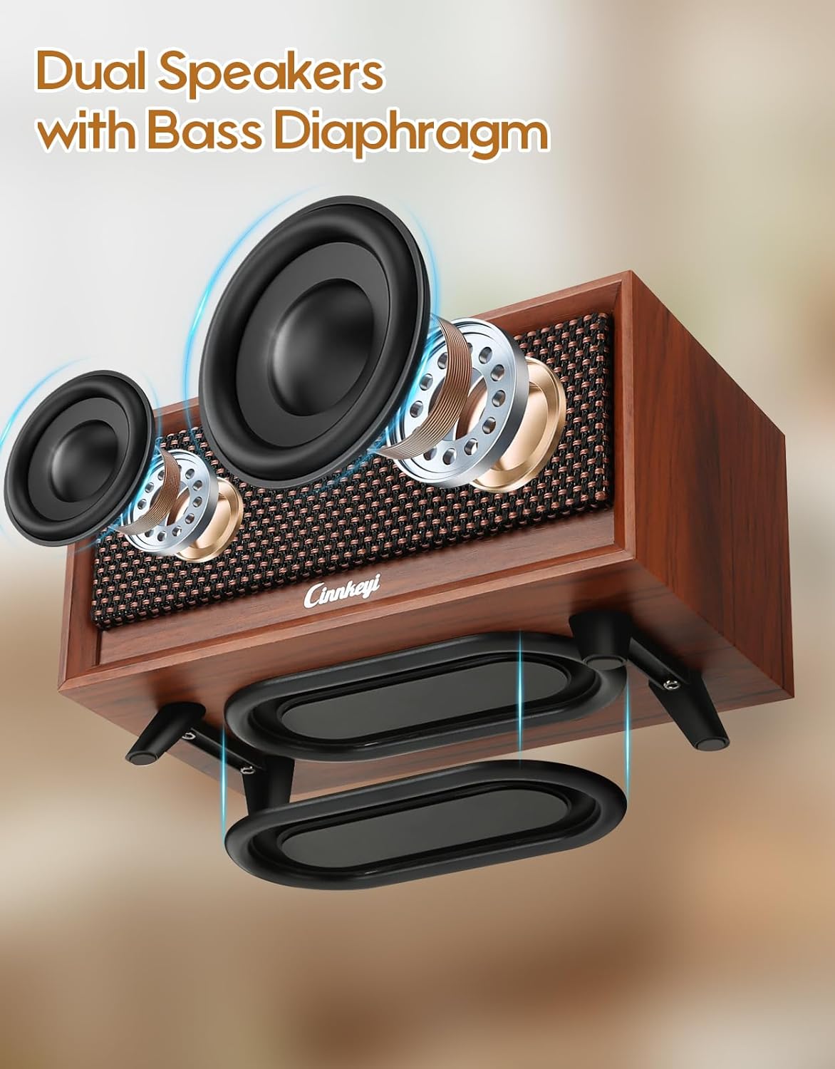 cinnkeyi 3 3.5mm/USB Wooden PC Soundbar Computer Speakers PC Speakers USB Powered | PC| Line-In | Bluetooth Modes