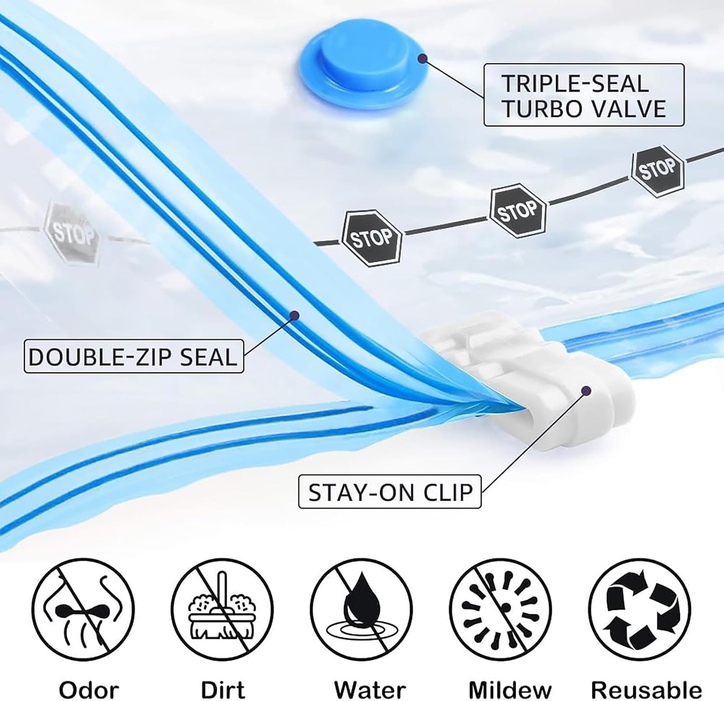 BoxLegend Vacuum Storage Bags - Thickened Waterproof Seal Bags for Clothing & Bedding | 6 Medium 19.68”x27.56”