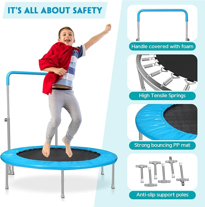 Mini Trampoline for Kids, Indoor Toddler Trampoline with Handle, Child Small Rebounder Trampoline for Indoor and Outdoor Use