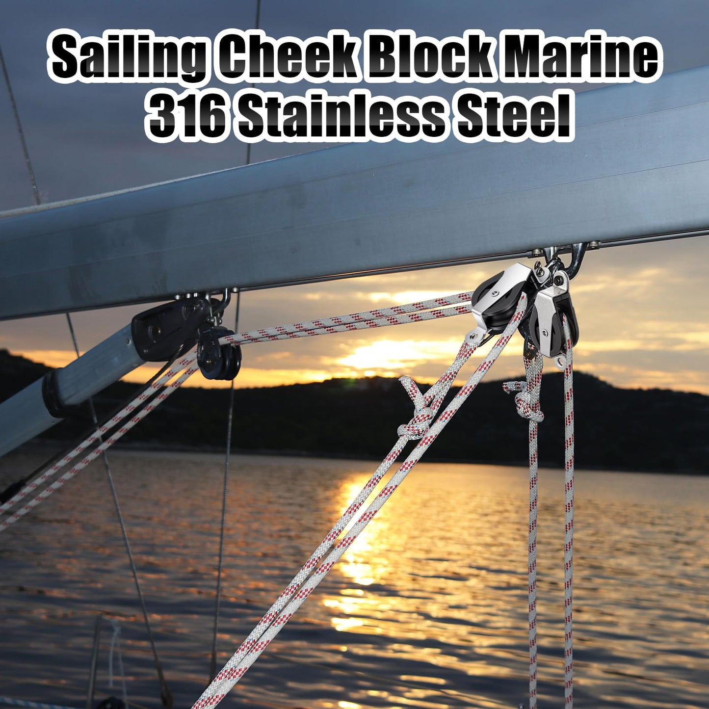 Otoolling 4 Pcs 30mm Sailing Cheek Block Marine 316 Stainless Steel Nylon Block, Universal Single Head Pulley, Rope Pulley, Nylon Sheave, Rope Runner Boat Accessories