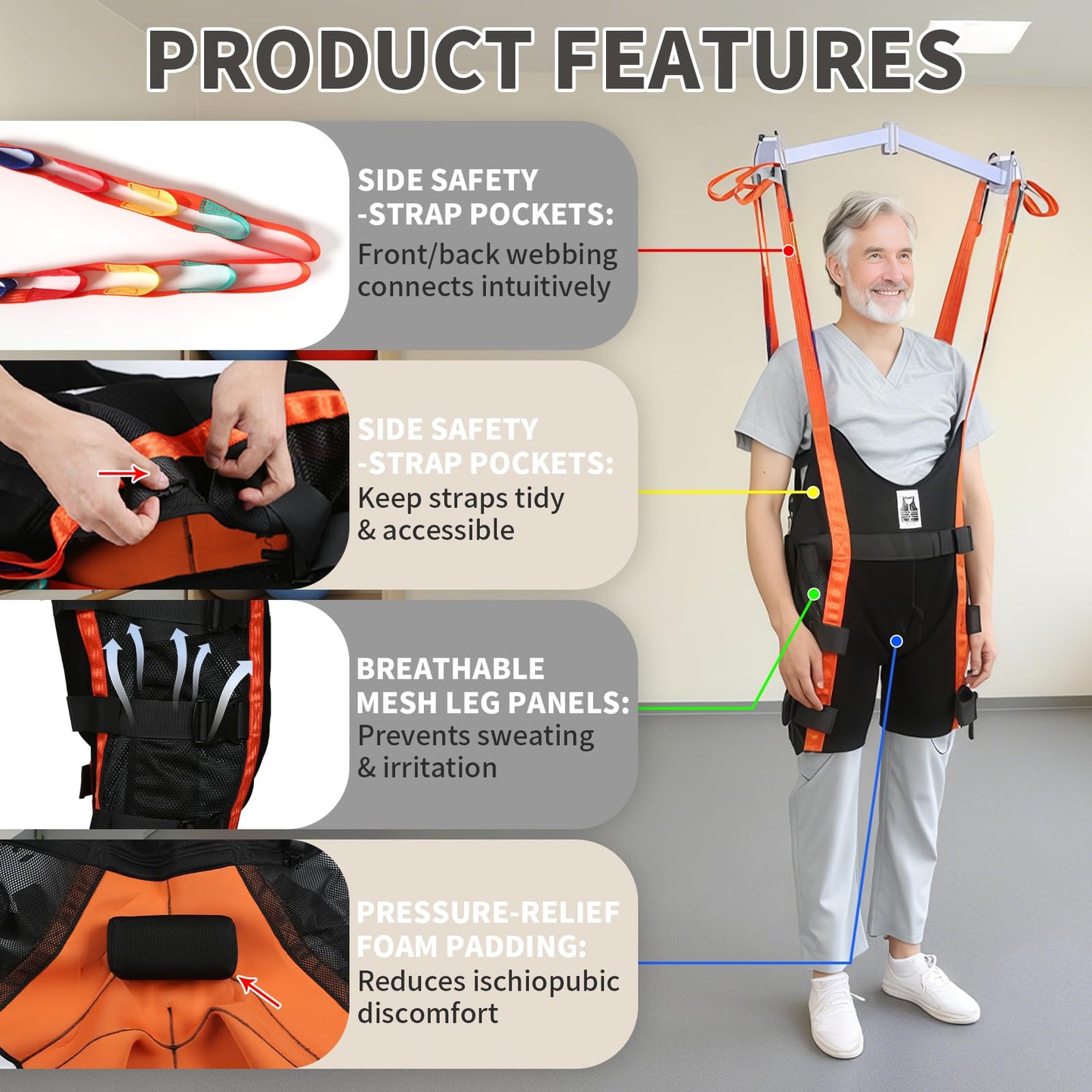 EHUELDER Patient Lift Walking Sling, Medical Training Sling with Stretchable Fabric for Walking (Small)
